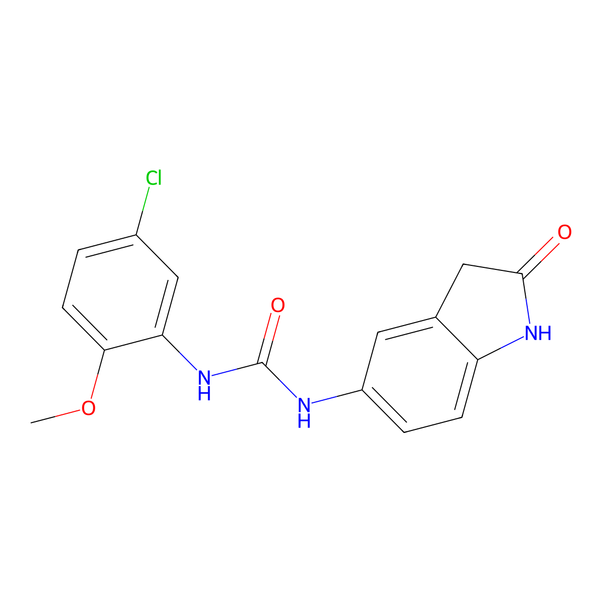 1-(5-Chloro-2-methoxyphenyl)-3-(2-oxoindolin-5-yl)urea molecular structure, CAS 1171783-69-9
