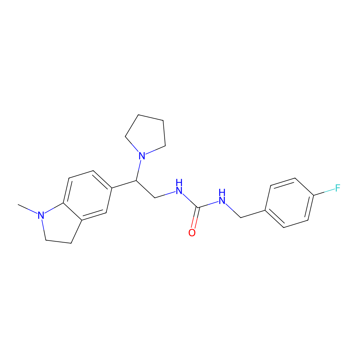 1-(4-Fluorobenzyl)-3-(2-(1-methylindolin-5-yl)-2-(pyrrolidin-1-yl)ethyl)urea molecular structure, CAS 1171786-55-2