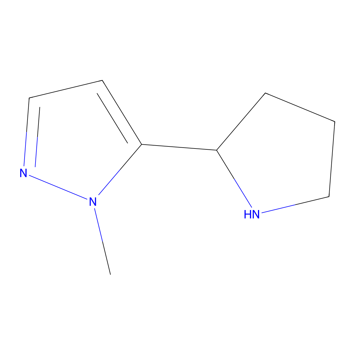 1-methyl-5-(pyrrolidin-2-yl)-1H-pyrazole molecular structure, CAS 1171787-08-8