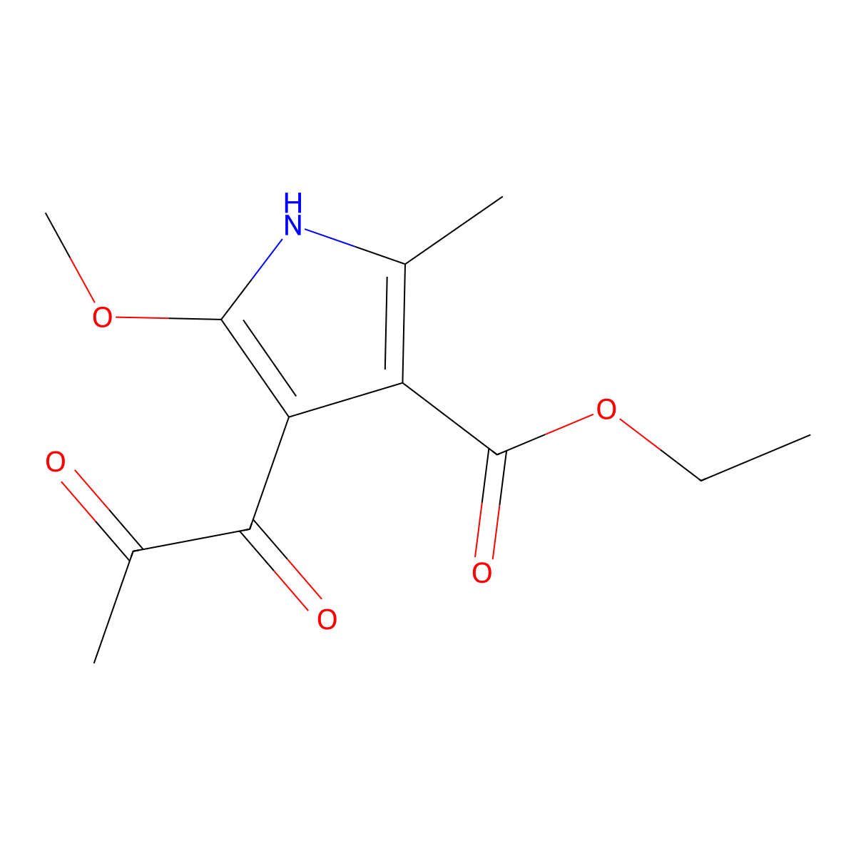 Ethyl 5-methoxy-2-methyl-4-pyruvoyl-1H-pyrrole-3-carboxylate molecular structure, CAS 1171787-39-5