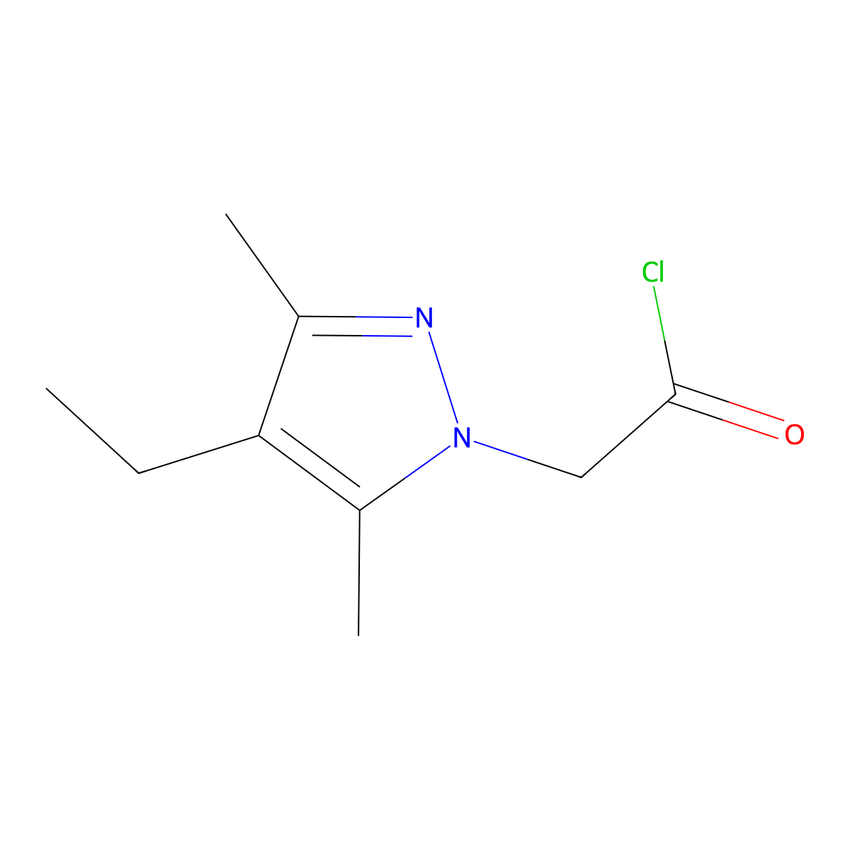 (4-Ethyl-3,5-dimethyl-1H-pyrazol-1-YL)-acetyl chloride molecular structure, CAS 1171789-38-0
