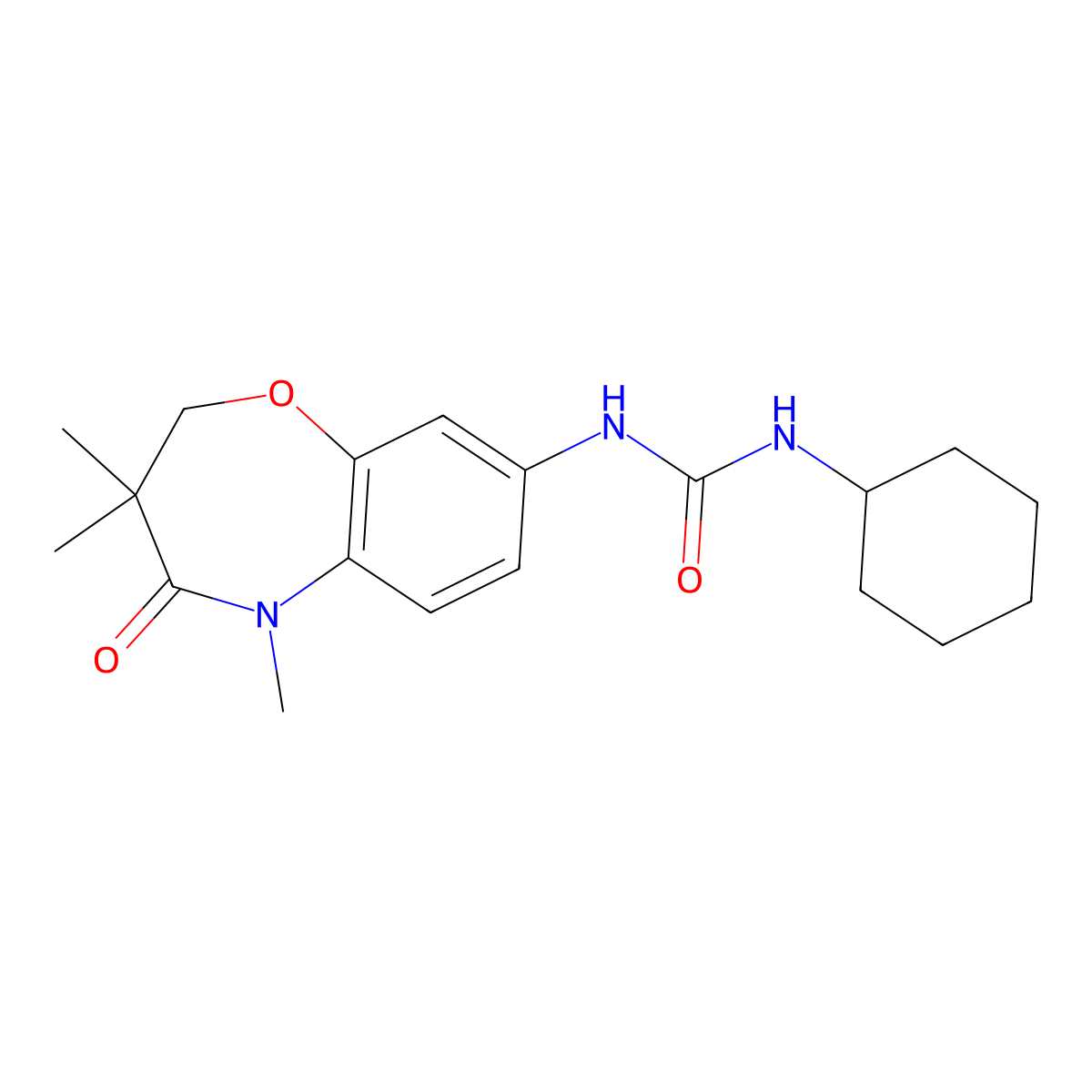 1-Cyclohexyl-3-(3,3,5-trimethyl-4-oxo-2,3,4,5-tetrahydrobenzo[b][1,4]oxazepin-8-yl)urea molecular structure, CAS 1171789-76-6