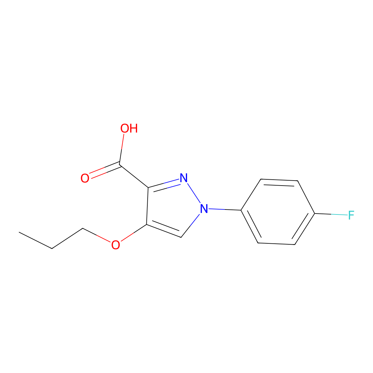 1-(4-fluorophenyl)-4-propoxy-1H-pyrazole-3-carboxylic acid molecular structure, CAS 1171790-42-3