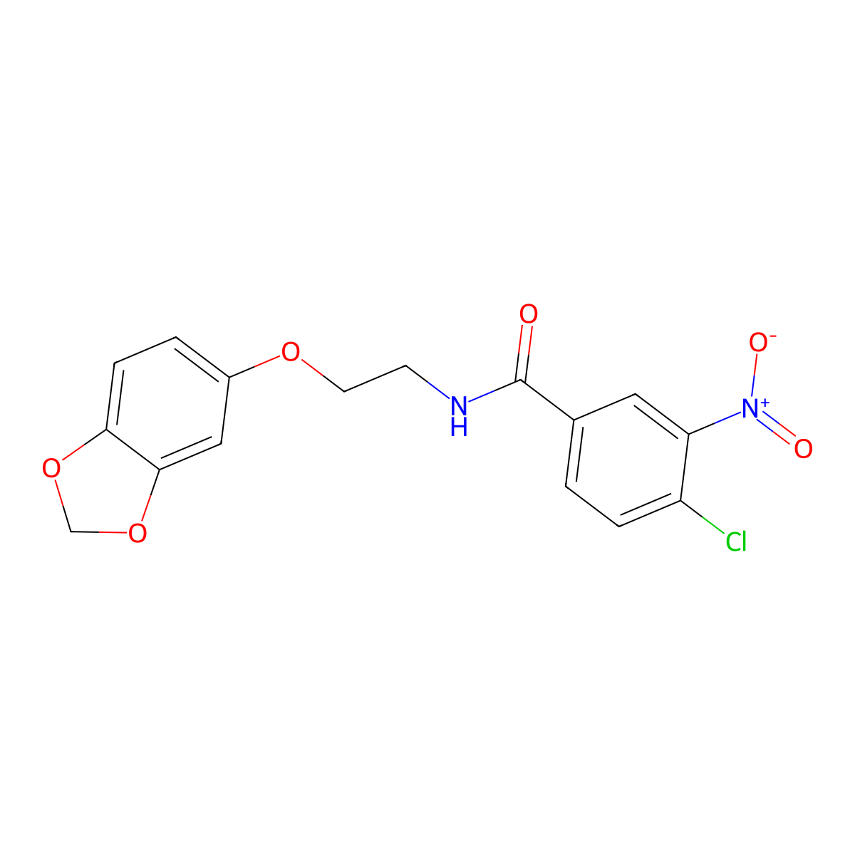 N-(2-(benzo[d][1,3]dioxol-5-yloxy)ethyl)-4-chloro-3-nitrobenzamide molecular structure, CAS 1171792-46-3