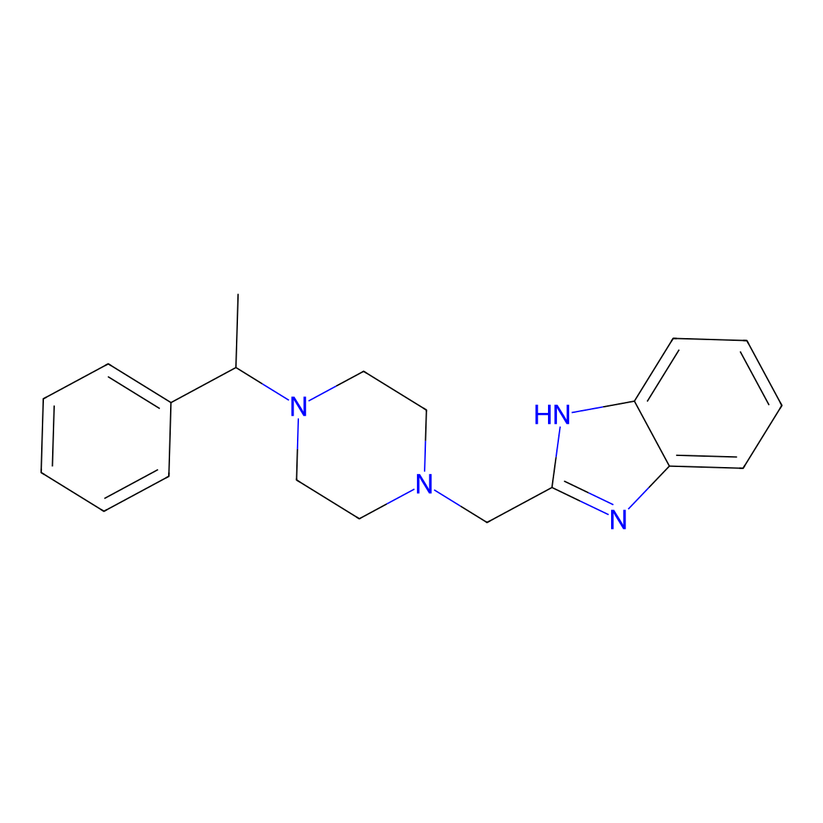 2-((4-(1-phenylethyl)piperazin-1-yl)methyl)-1H-benzo[d]imidazole molecular structure, CAS 1171793-68-2