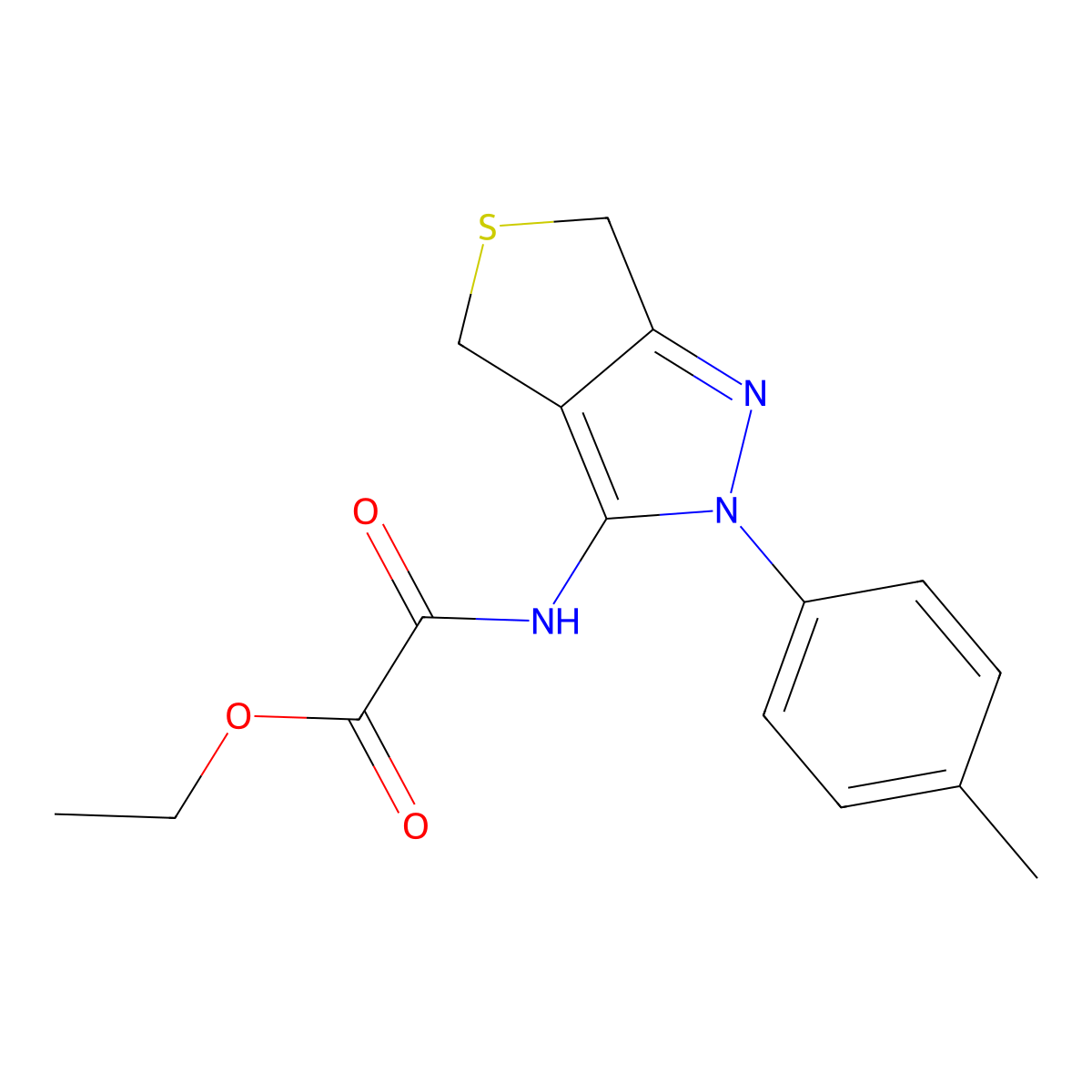 ethyl 2-oxo-2-((2-(p-tolyl)-4,6-dihydro-2H-thieno[3,4-c]pyrazol-3-yl)amino)acetate molecular structure, CAS 1171794-23-2