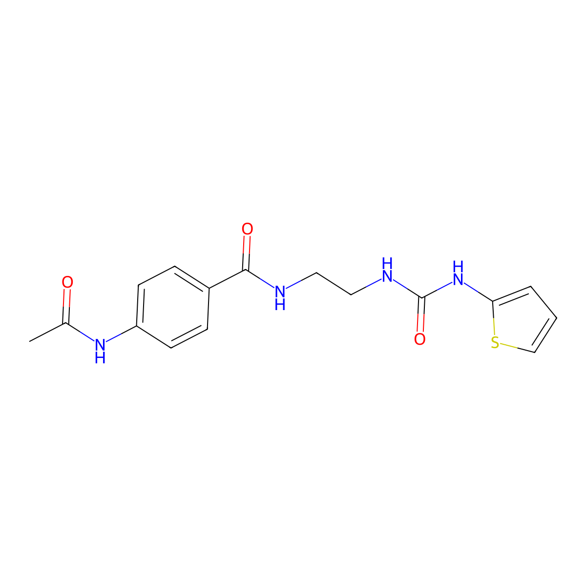 4-acetamido-N-(2-(3-(thiophen-2-yl)ureido)ethyl)benzamide molecular structure, CAS 1171794-48-1