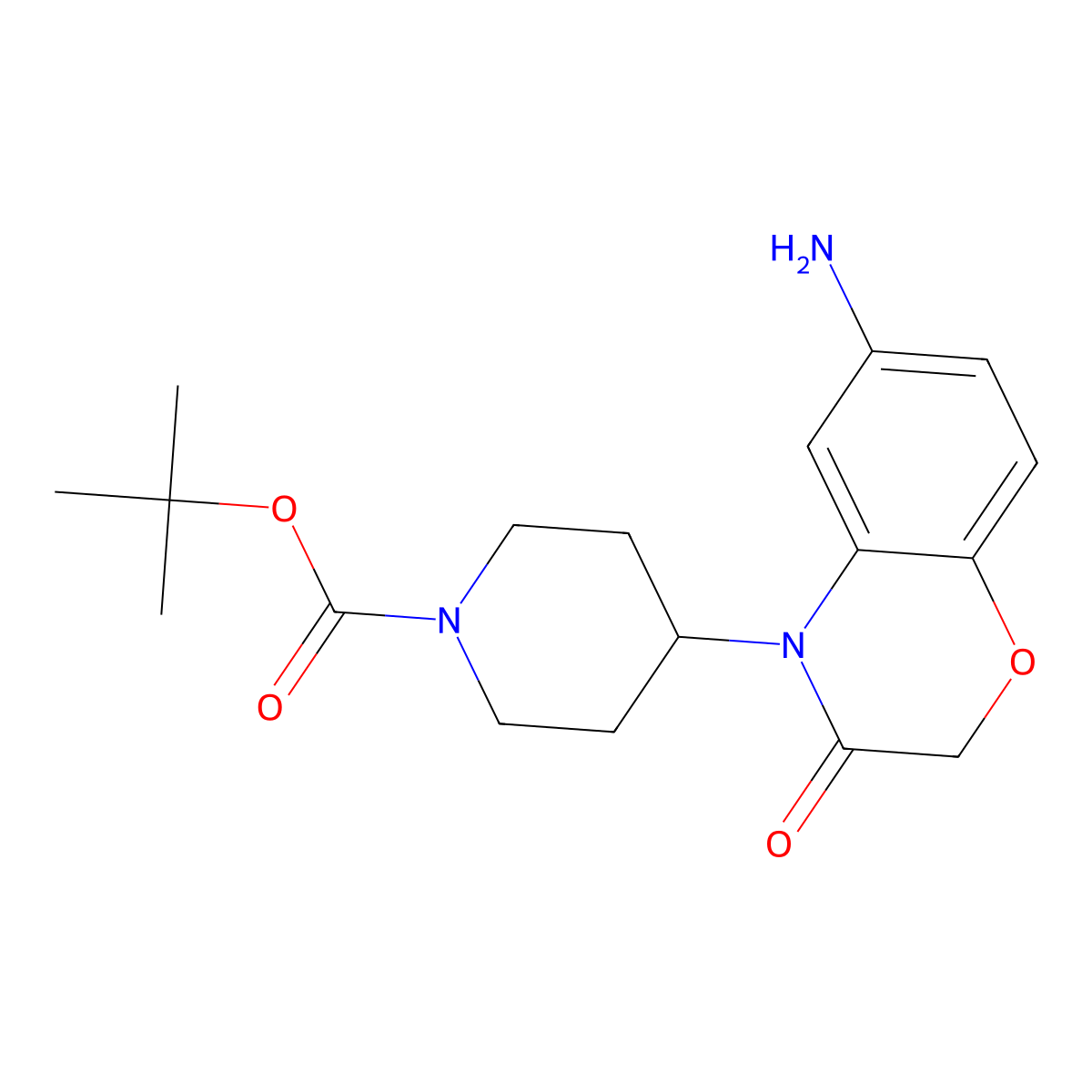 tert-Butyl 4-(6-amino-3-oxo-2,3-dihydro-4H-1,4-benzoxazin-4-yl)piperidine-1-carboxylate molecular structure, CAS 1171795-32-6
