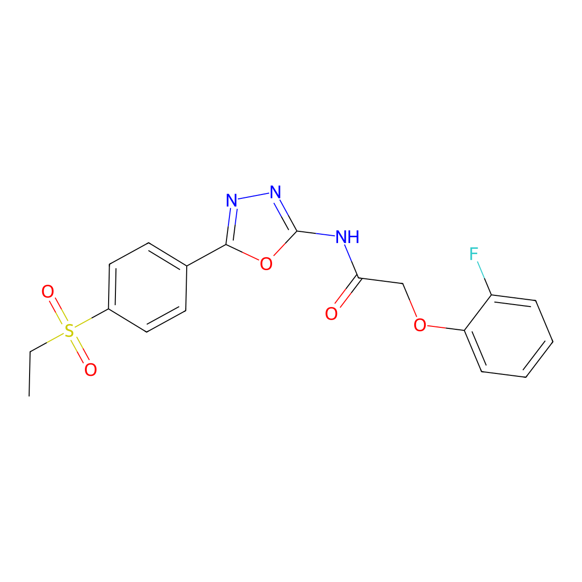 N-(5-(4-(ethylsulfonyl)phenyl)-1,3,4-oxadiazol-2-yl)-2-(2-fluorophenoxy)acetamide molecular structure, CAS 1171797-22-0