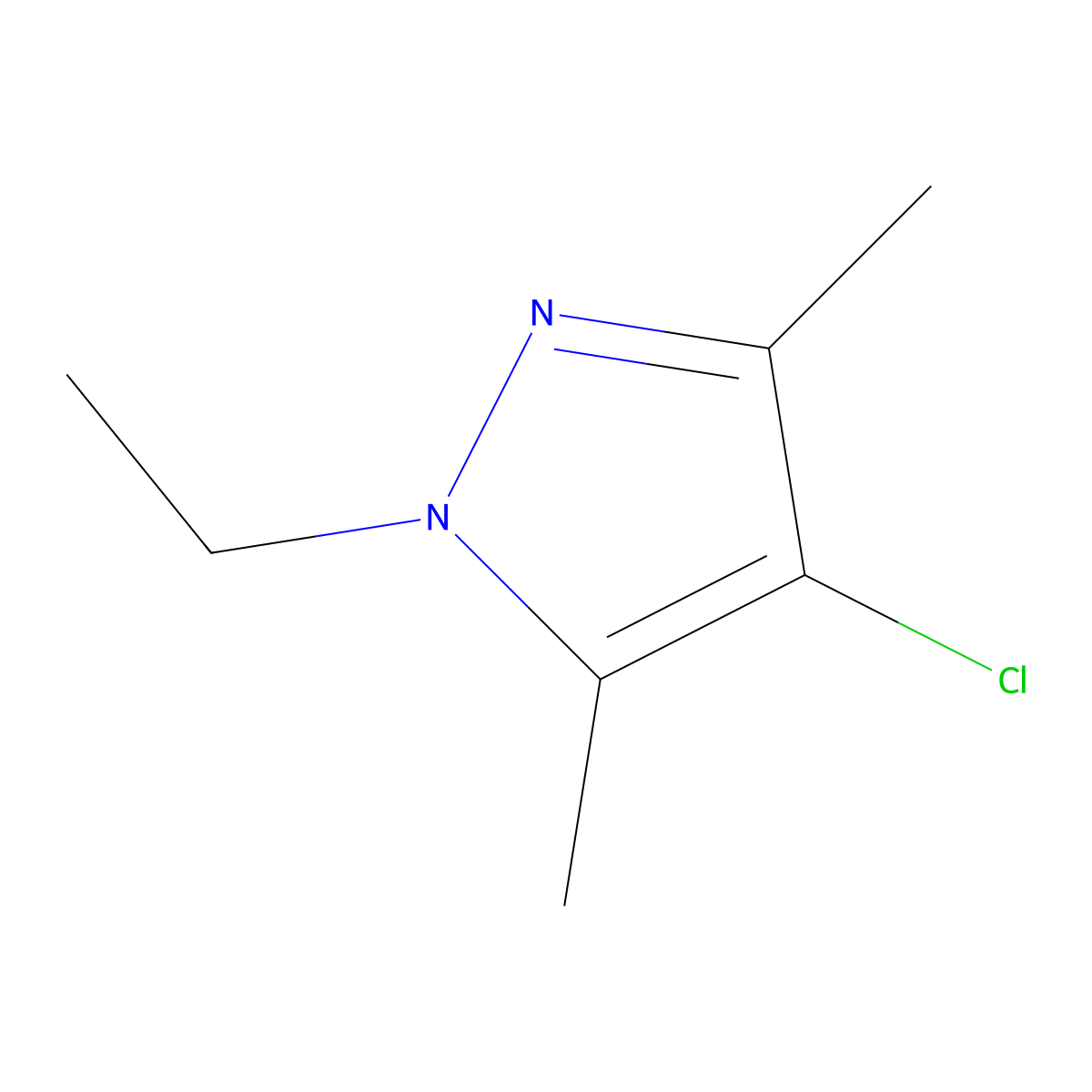 4-chloro-1-ethyl-3,5-dimethyl-1H-pyrazole molecular structure, CAS 1171799-90-8
