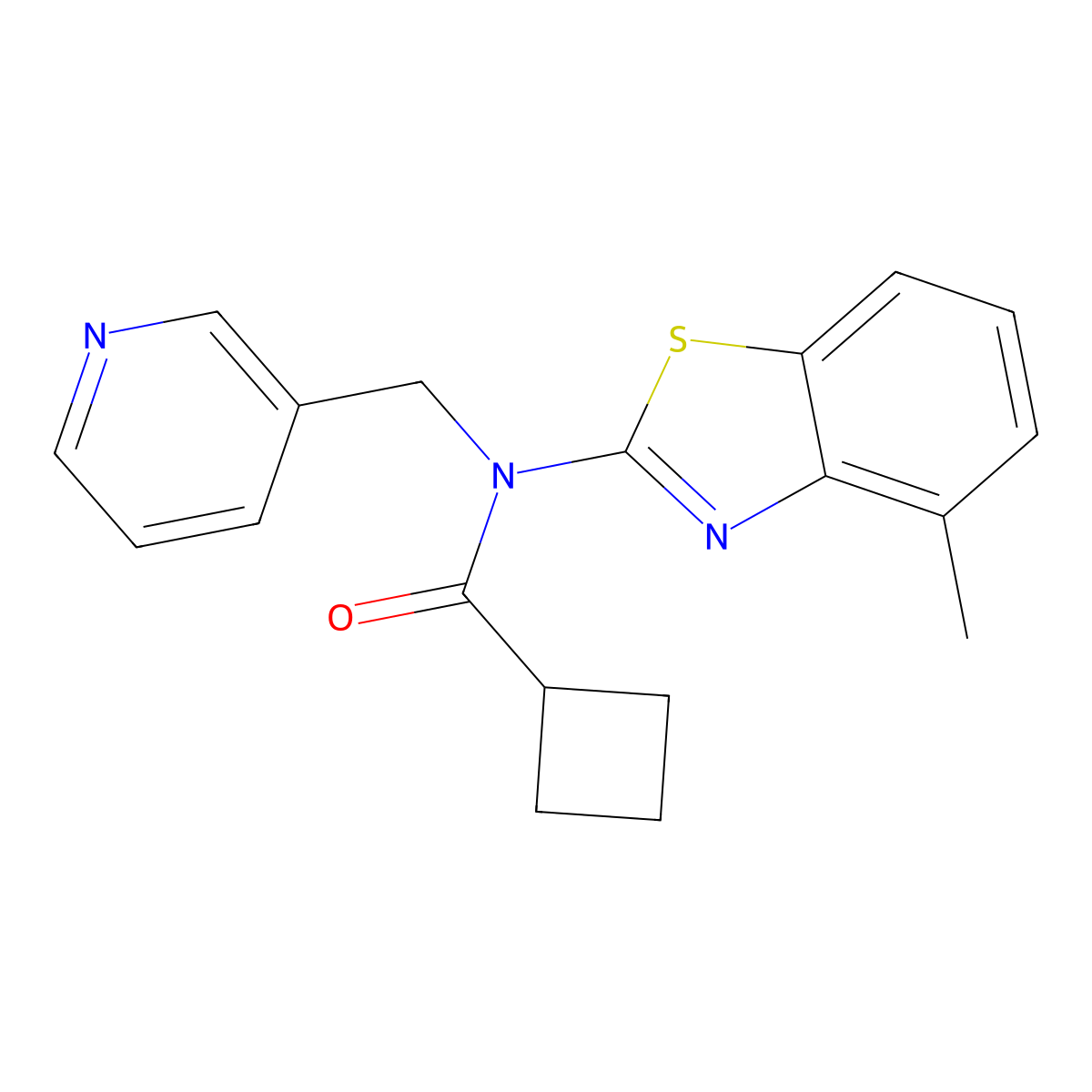 N-(4-methyl-1,3-benzothiazol-2-yl)-N-[(pyridin-3-yl)methyl]cyclobutanecarboxamide molecular structure, CAS 1171802-96-2