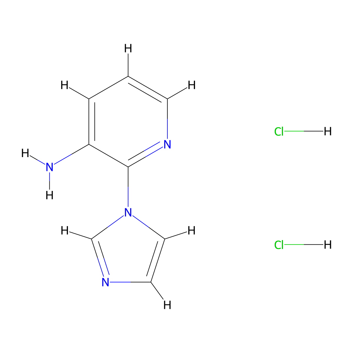 2-(1H-imidazol-1-yl)pyridin-3-amine dihydrochloride molecular structure, CAS 1171804-01-5