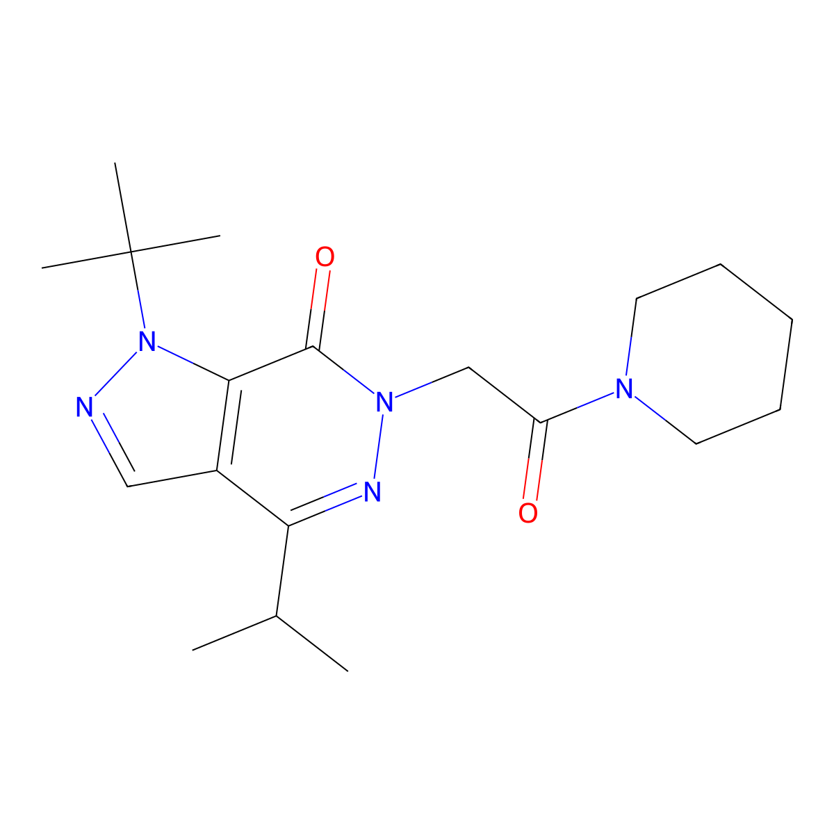 1-tert-butyl-6-[2-oxo-2-(piperidin-1-yl)ethyl]-4-(propan-2-yl)-1H,6H,7H-pyrazolo[3,4-d]pyridazin-7-one molecular structure, CAS 1171804-05-9