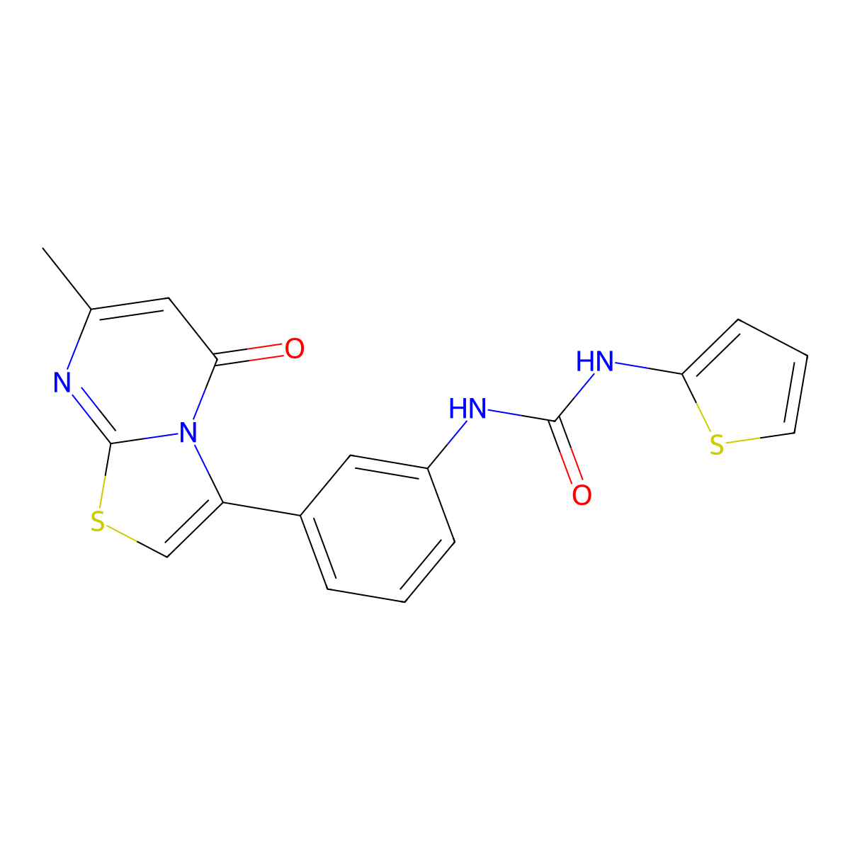 1-(3-(7-methyl-5-oxo-5H-thiazolo[3,2-a]pyrimidin-3-yl)phenyl)-3-(thiophen-2-yl)urea molecular structure, CAS 1171804-31-1