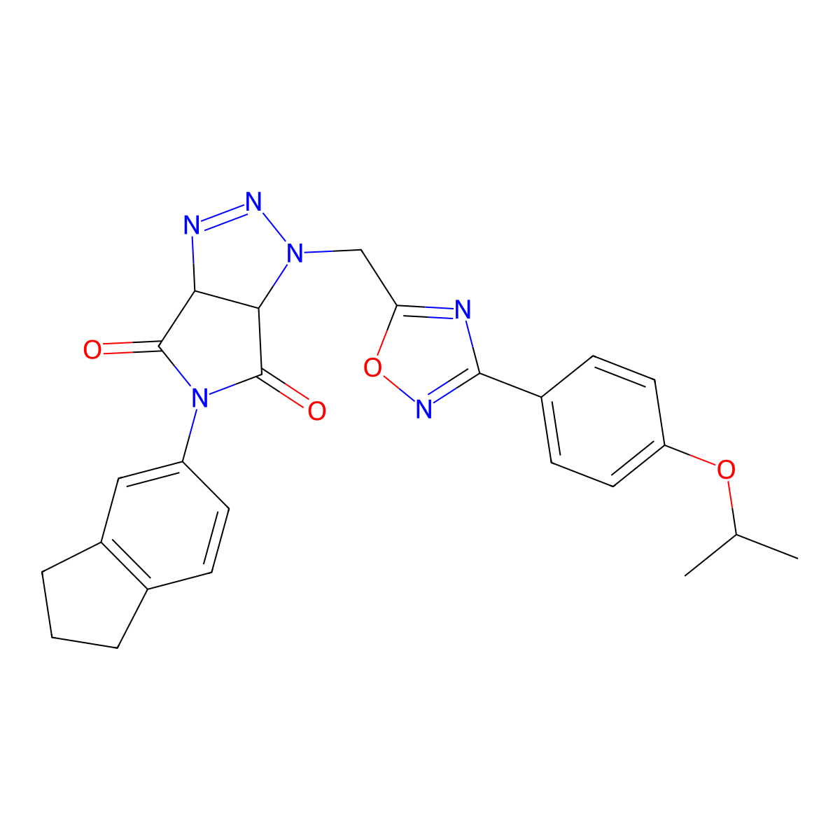 5-(2,3-dihydro-1H-inden-5-yl)-1-((3-(4-isopropoxyphenyl)-1,2,4-oxadiazol-5-yl)methyl)-1,6a-dihydropyrrolo[3,4-d][1,2,3]triazole-4,6(3aH,5H)-dione molecular structure, CAS 1171804-33-3