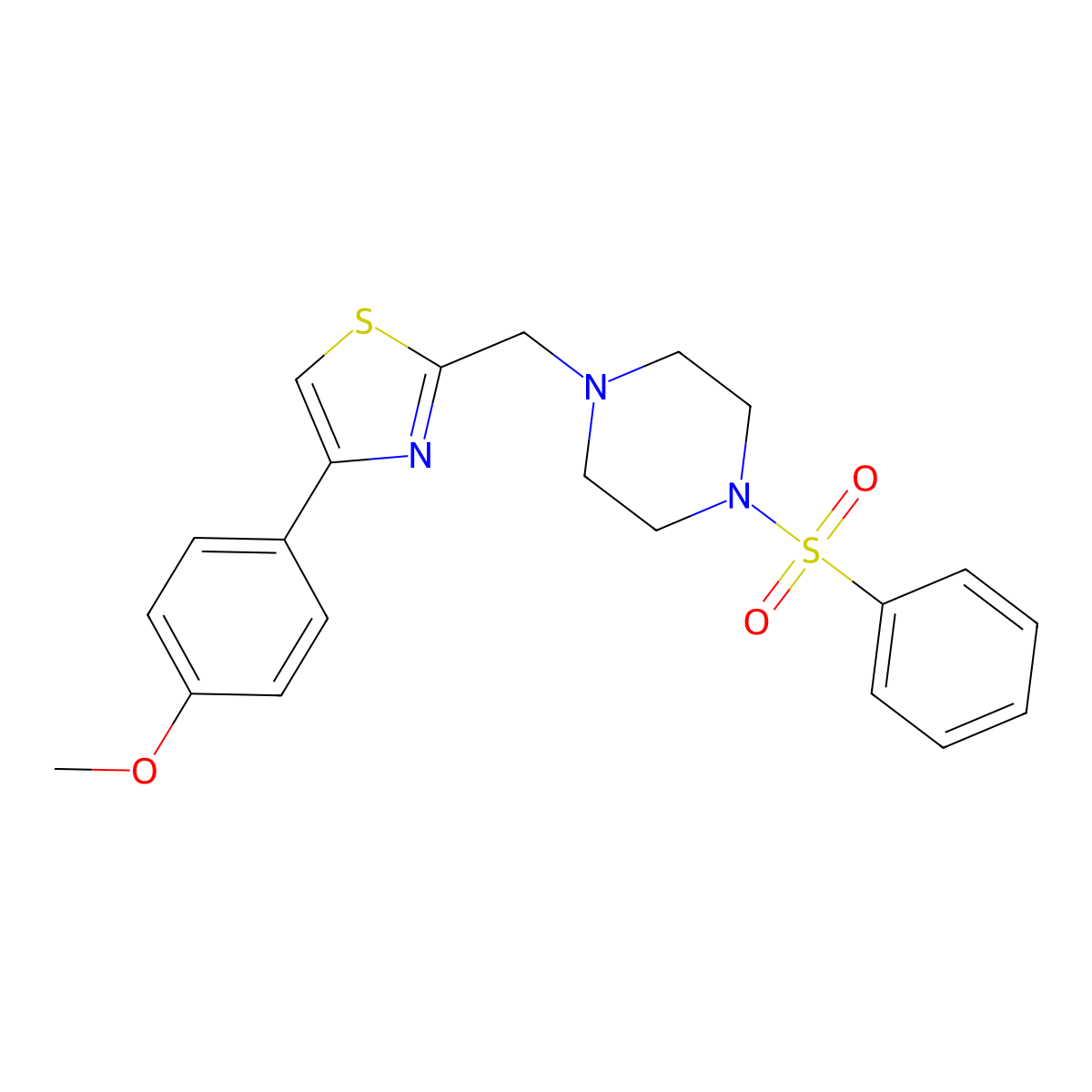 4-(4-Methoxyphenyl)-2-((4-(phenylsulfonyl)piperazin-1-yl)methyl)thiazole molecular structure, CAS 1171805-12-1