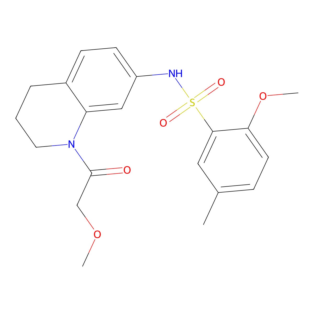 2-methoxy-N-(1-(2-methoxyacetyl)-1,2,3,4-tetrahydroquinolin-7-yl)-5-methylbenzenesulfonamide molecular structure, CAS 1171805-56-3