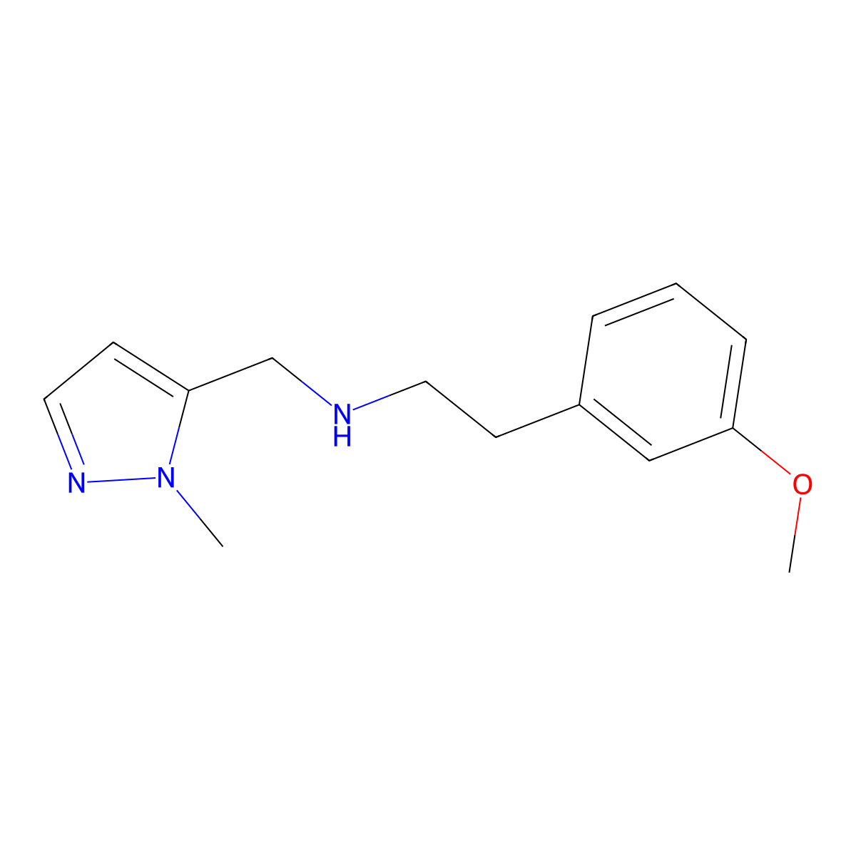 2-(3-Methoxyphenyl)-N-((1-methyl-1H-pyrazol-5-yl)methyl)ethanamine molecular structure, CAS 1171807-81-0