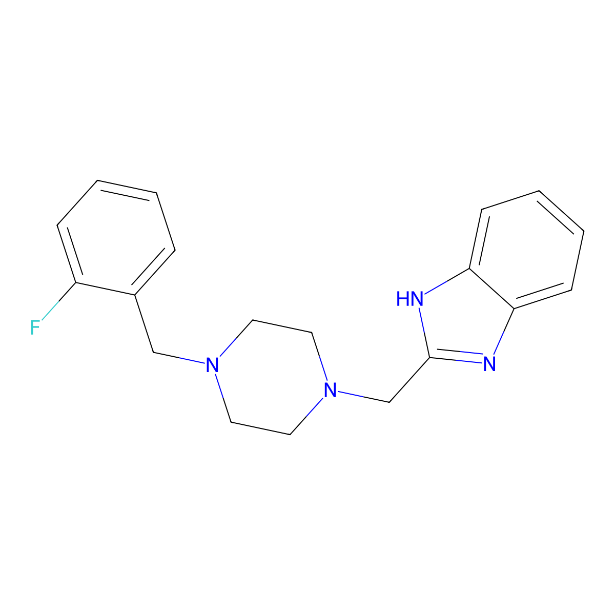 2-((4-(2-fluorobenzyl)piperazin-1-yl)methyl)-1H-benzo[d]imidazole molecular structure, CAS 1171811-49-6