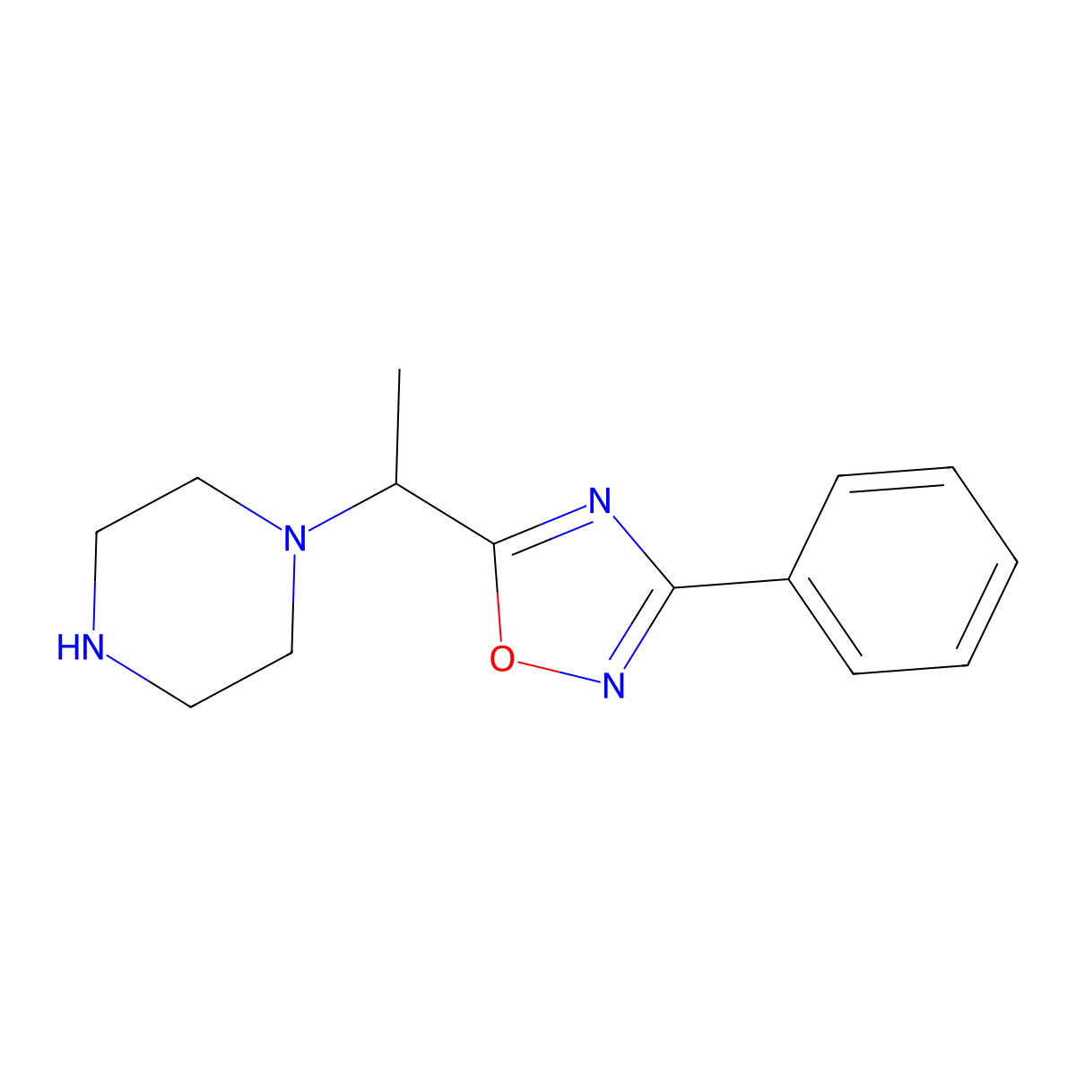 1-[1-(3-Phenyl-1,2,4-oxadiazol-5-yl)ethyl]piperazine molecular structure, CAS 1171814-19-9