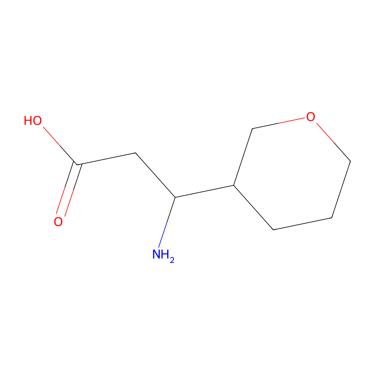 3-Amino-3-(oxan-3-yl)propanoic acid molecular structure, CAS 1171814-34-8