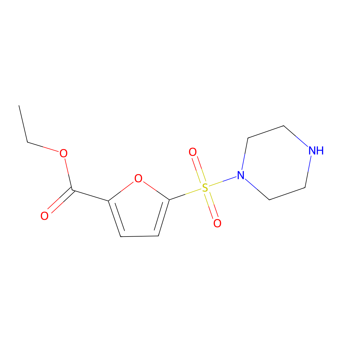 Ethyl 5-(piperazine-1-sulfonyl)furan-2-carboxylate molecular structure, CAS 1171814-35-9