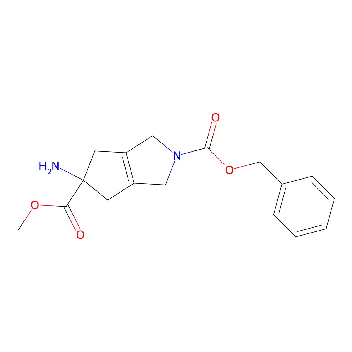 2-Benzyl 5-methyl 5-amino-1H,2H,3H,4H,5H,6H-cyclopenta[c]pyrrole-2,5-dicarboxylate molecular structure, CAS 1171815-37-4