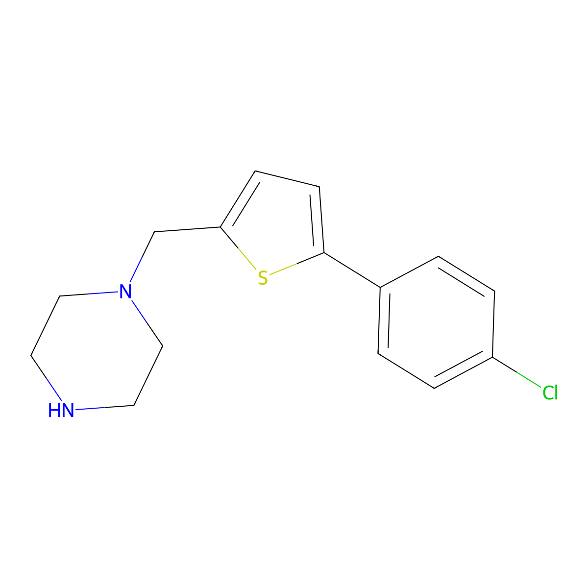 1-{[5-(4-Chlorophenyl)thiophen-2-YL]methyl}piperazine molecular structure, CAS 1171815-46-5