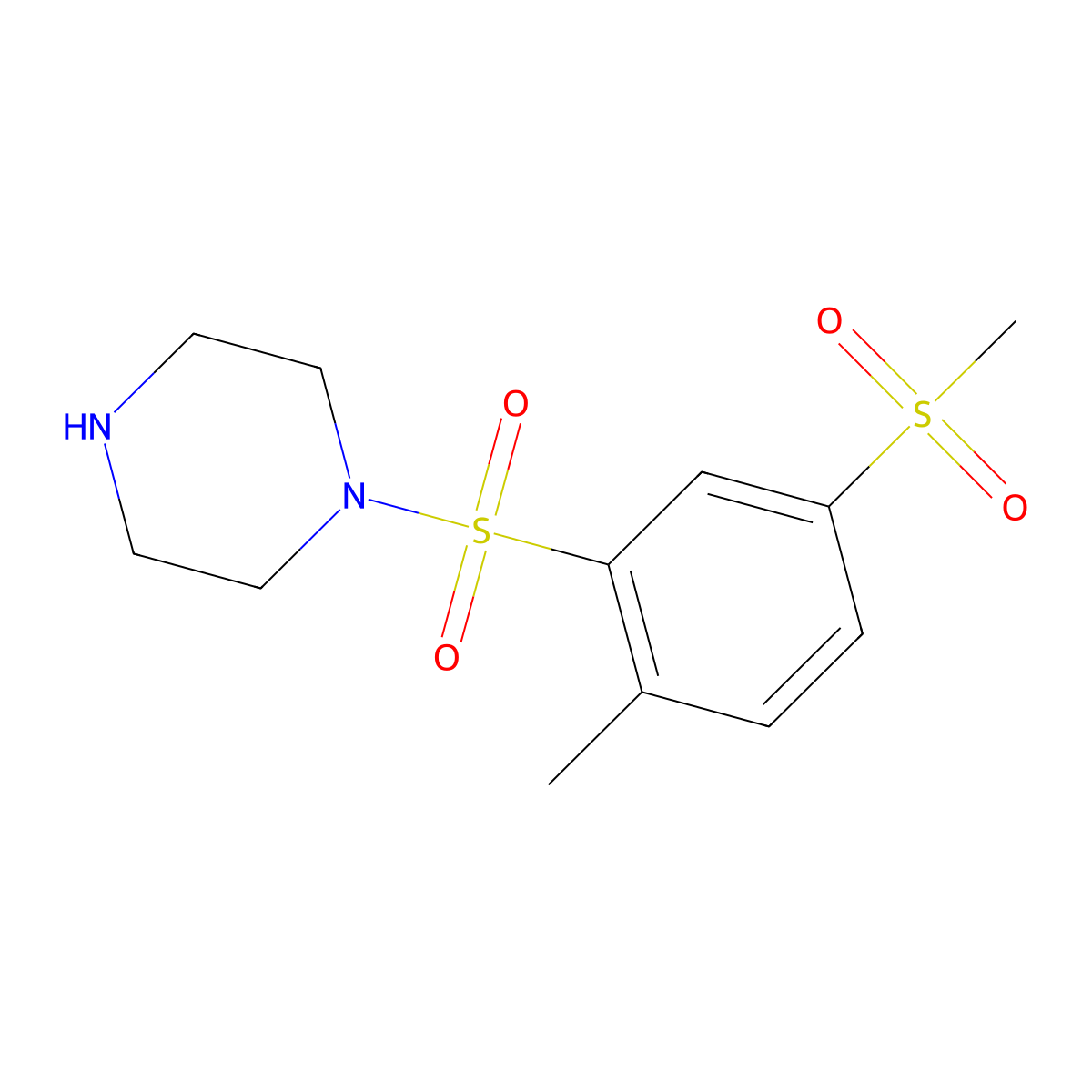 1-(5-Methanesulfonyl-2-methylbenzenesulfonyl)piperazine molecular structure, CAS 1171815-49-8