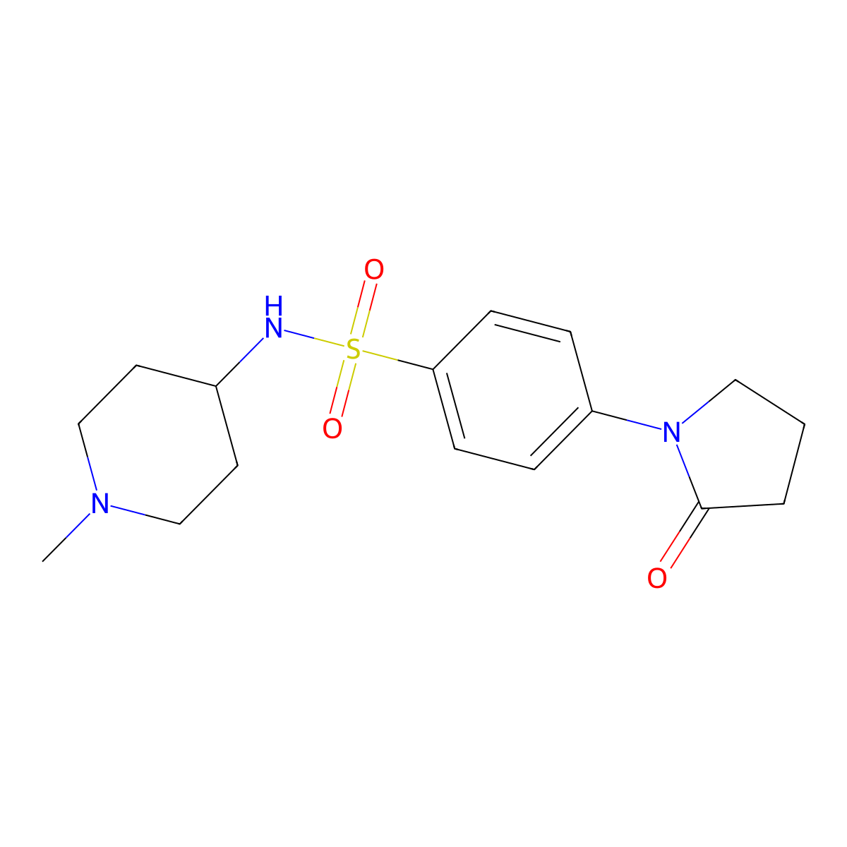 N-(1-methylpiperidin-4-yl)-4-(2-oxopyrrolidin-1-yl)benzenesulfonamide molecular structure, CAS 1171815-60-3
