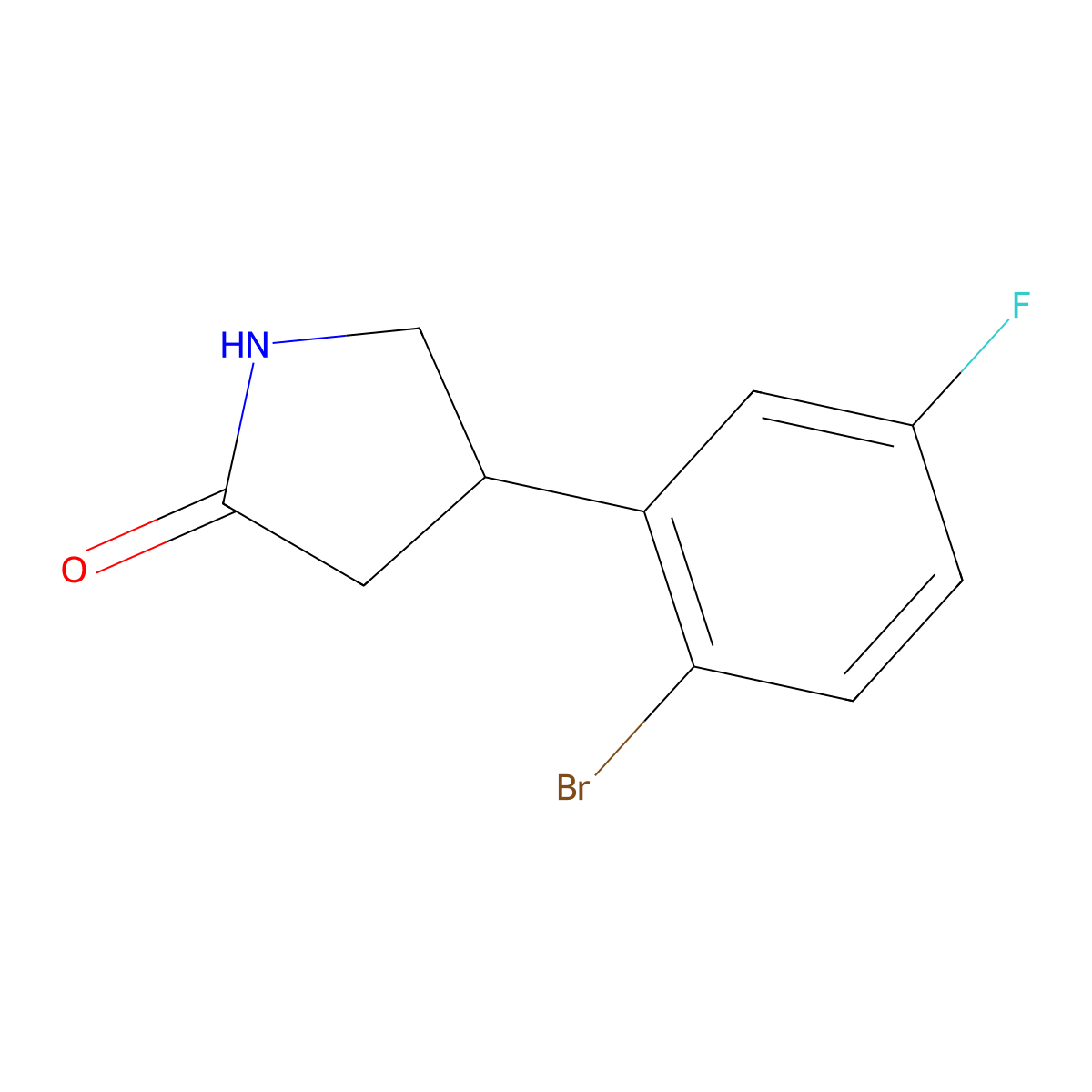 4-(2-Bromo-5-fluorophenyl)pyrrolidin-2-one molecular structure, CAS 1171825-26-5