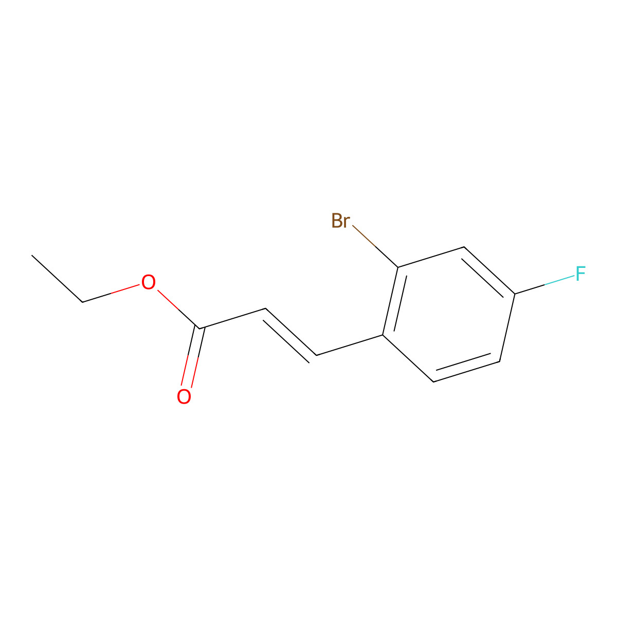 ethyl (2E)-3-(2-bromo-4-fluorophenyl)prop-2-enoate molecular structure, CAS 1171825-32-3