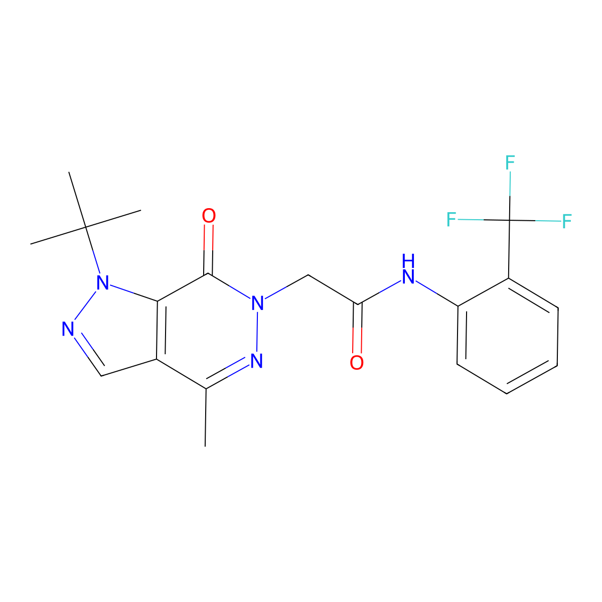 2-{1-tert-butyl-4-methyl-7-oxo-1H,6H,7H-pyrazolo[3,4-d]pyridazin-6-yl}-N-[2-(trifluoromethyl)phenyl]acetamide molecular structure, CAS 1171826-30-4