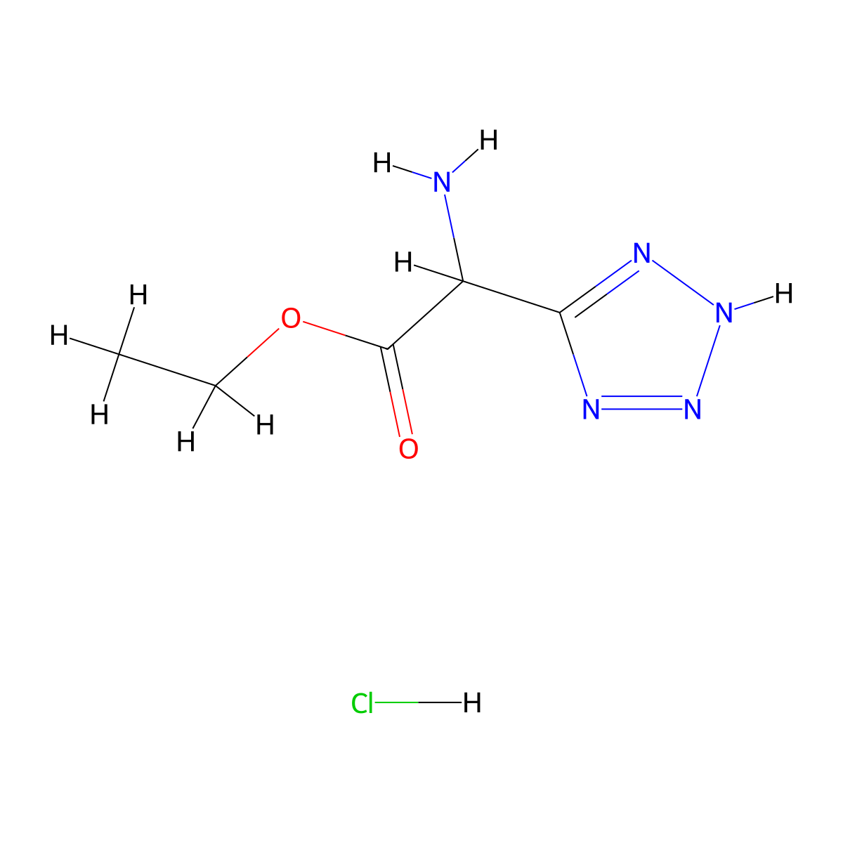ethyl 2-amino-2-(1H-1,2,3,4-tetrazol-5-yl)acetate hydrochloride molecular structure, CAS 1171827-23-8