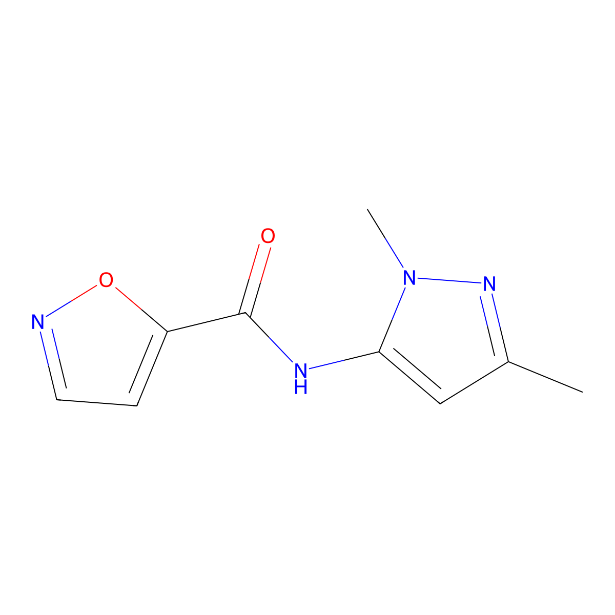 N-(1,3-dimethyl-1H-pyrazol-5-yl)-1,2-oxazole-5-carboxamide molecular structure, CAS 1171827-50-1