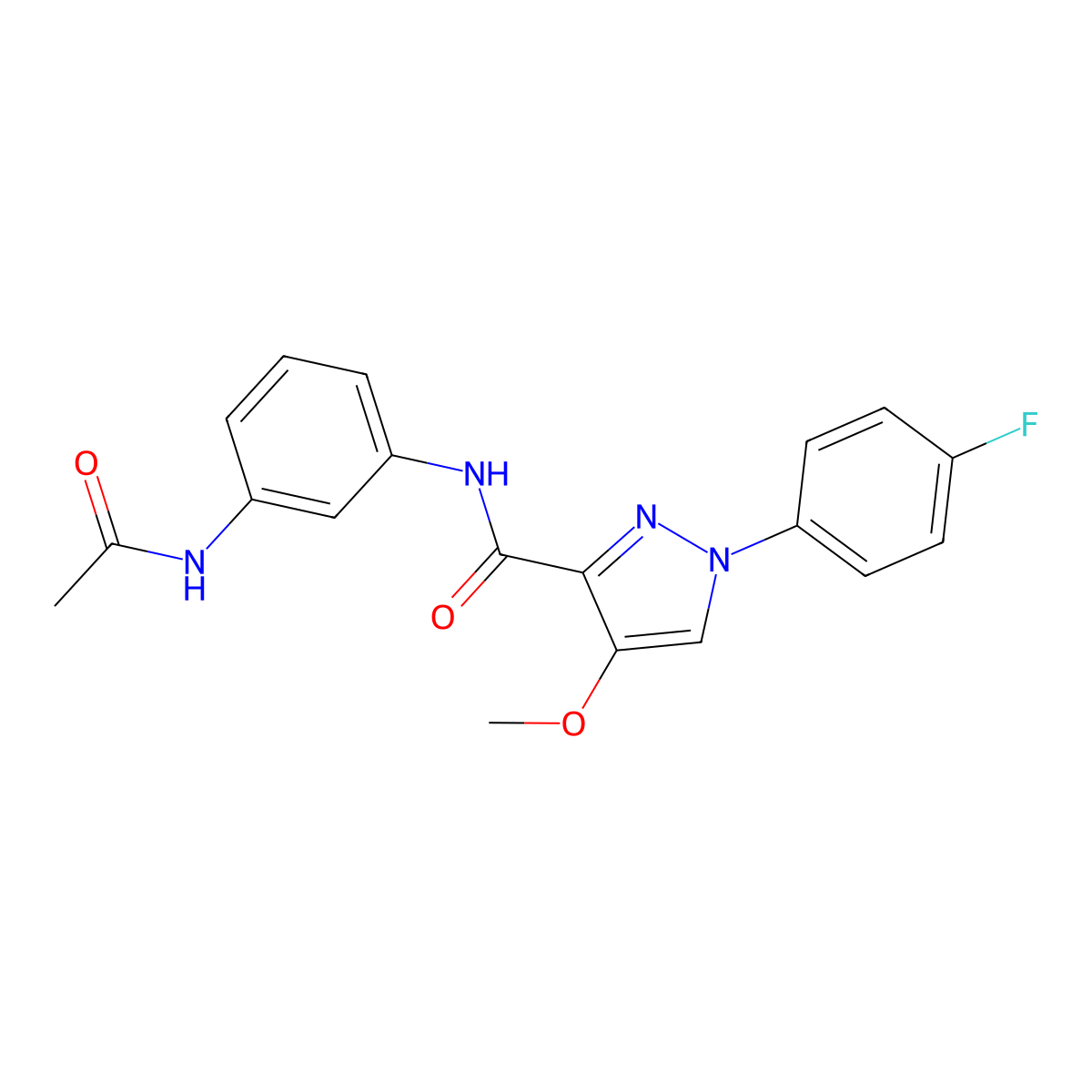N-(3-acetamidophenyl)-1-(4-fluorophenyl)-4-methoxy-1H-pyrazole-3-carboxamide molecular structure, CAS 1171829-20-1
