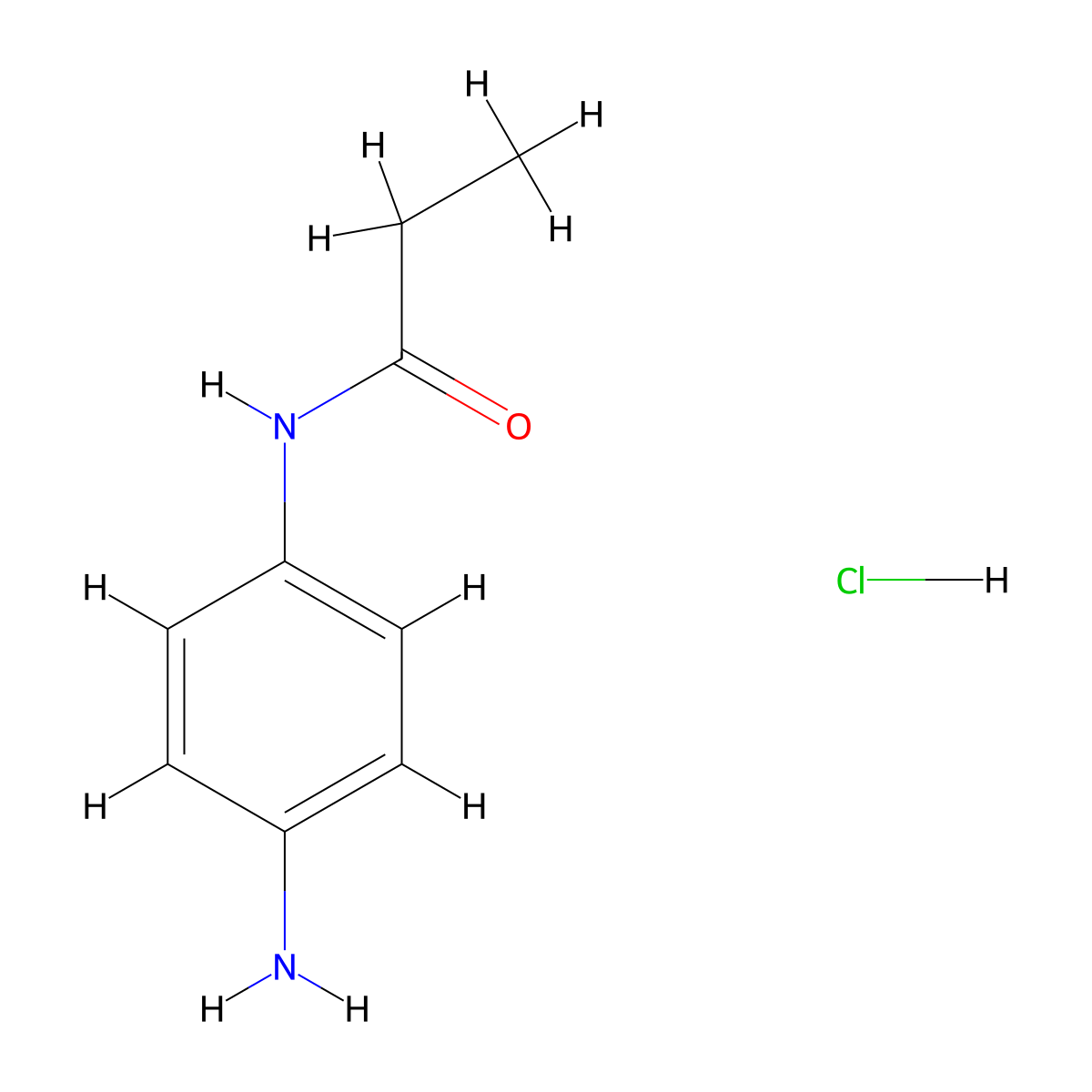 N-(4-aminophenyl)propanamide hydrochloride molecular structure, CAS 1171829-70-1