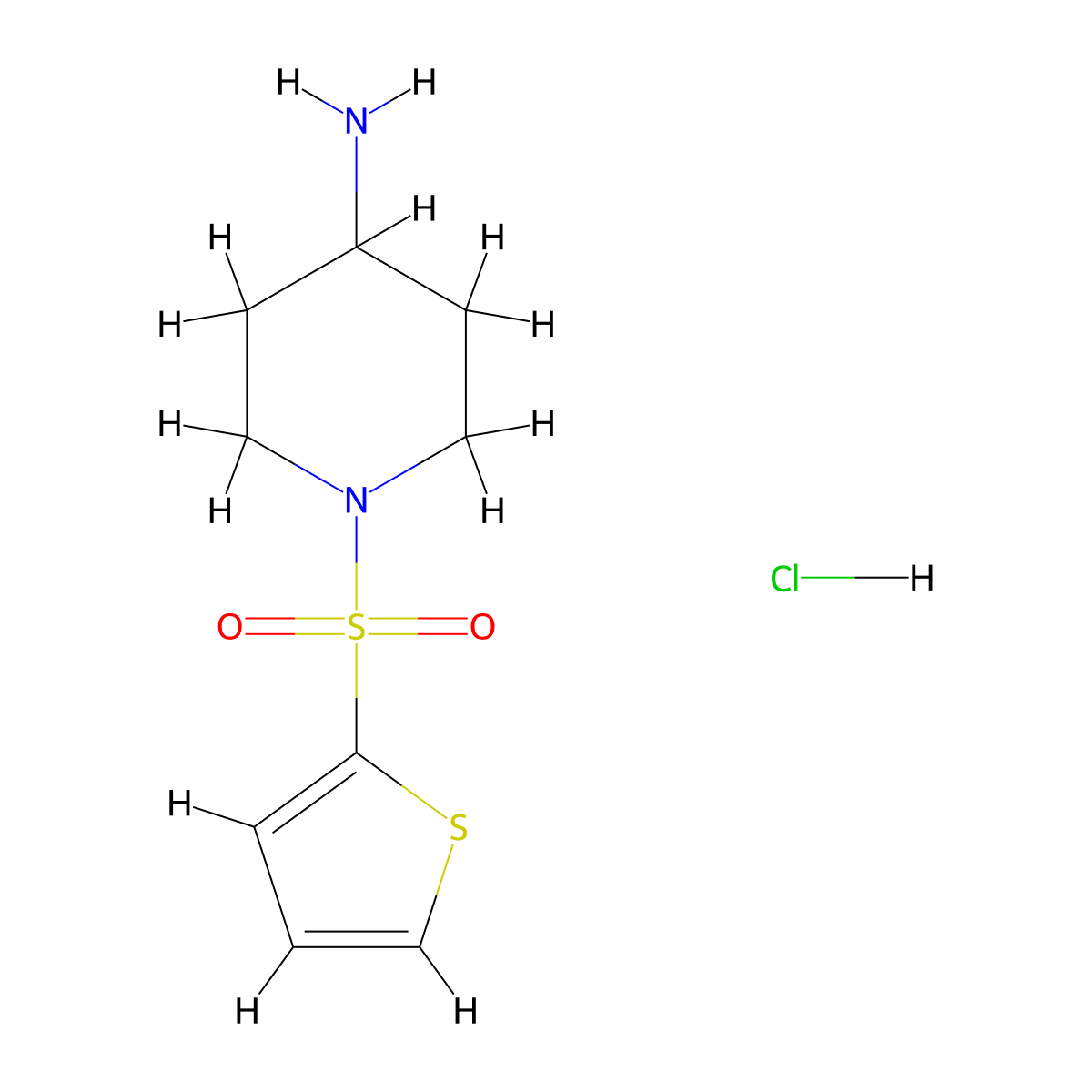 1-(Thiophene-2-sulfonyl)piperidin-4-amine hydrochloride molecular structure, CAS 1171832-91-9