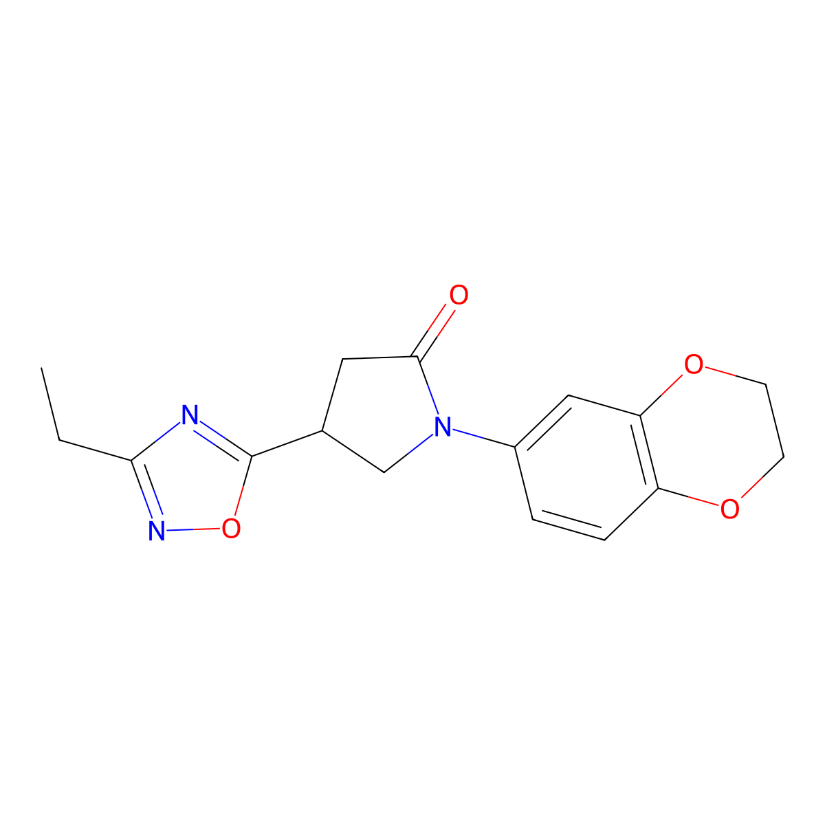 1-(2,3-Dihydro-1,4-benzodioxin-6-yl)-4-(3-ethyl-1,2,4-oxadiazol-5-yl)pyrrolidin-2-one molecular structure, CAS 1171833-05-8