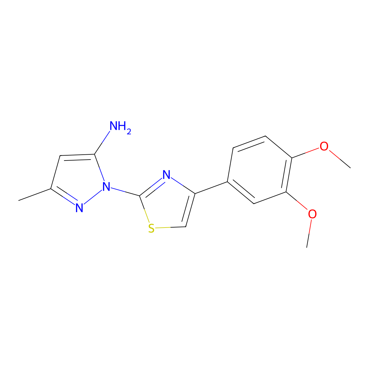 1-[4-(3,4-dimethoxyphenyl)-1,3-thiazol-2-yl]-3-methyl-1H-pyrazol-5-amine molecular structure, CAS 1171834-04-0