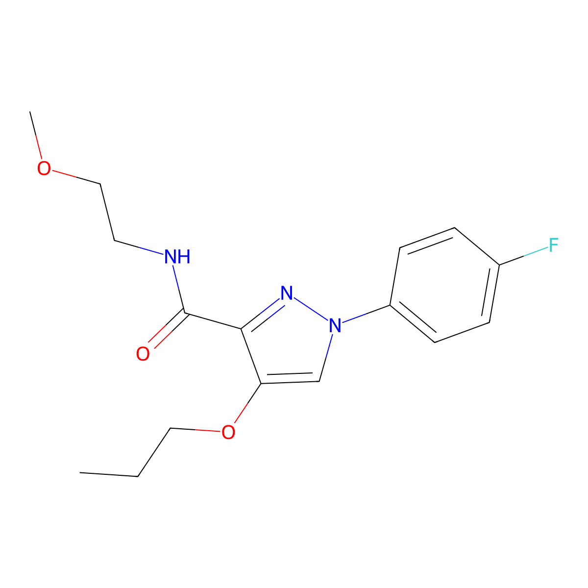 1-(4-fluorophenyl)-N-(2-methoxyethyl)-4-propoxy-1H-pyrazole-3-carboxamide molecular structure, CAS 1171836-21-7