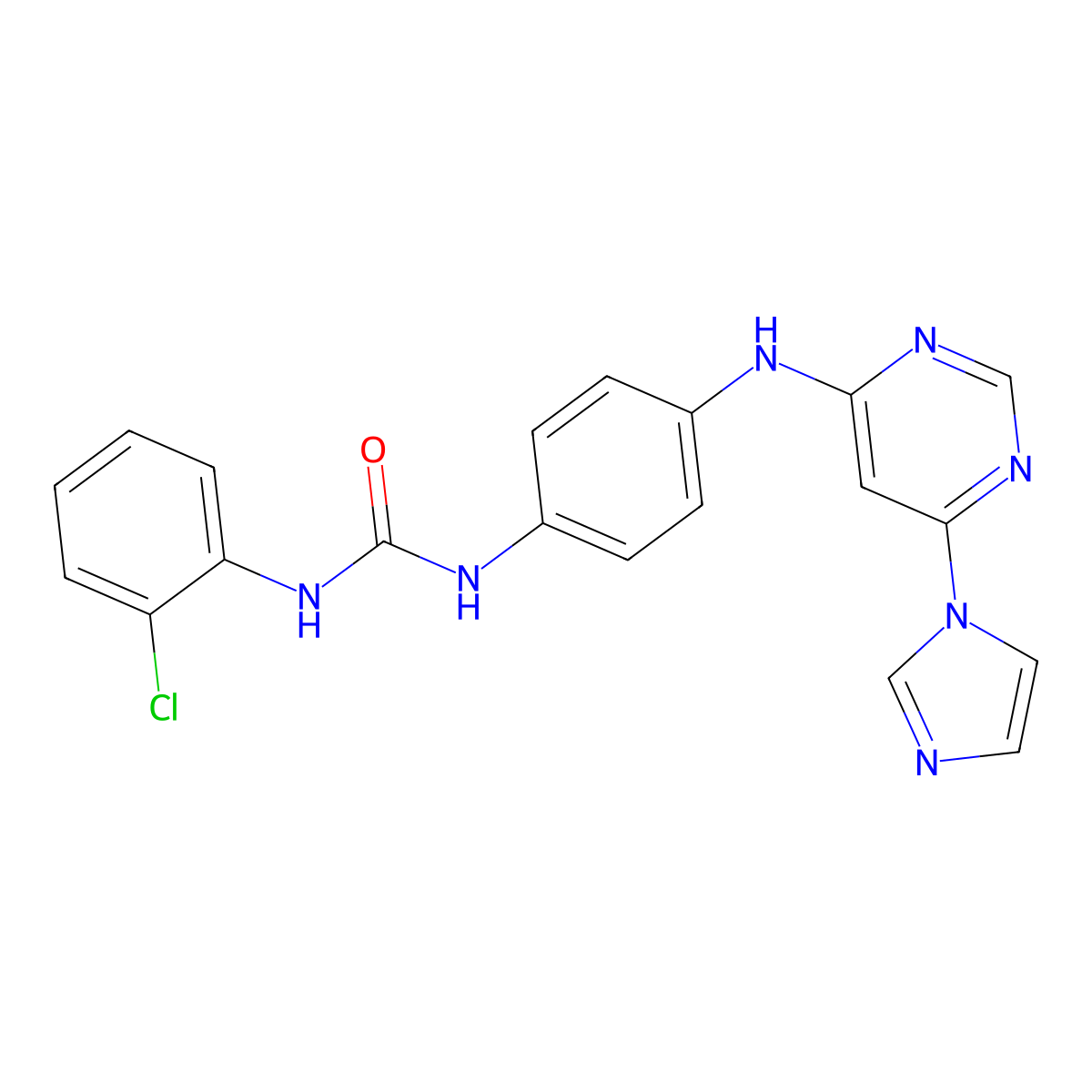 3-(2-chlorophenyl)-1-(4-{[6-(1H-imidazol-1-yl)pyrimidin-4-yl]amino}phenyl)urea molecular structure, CAS 1171836-95-5