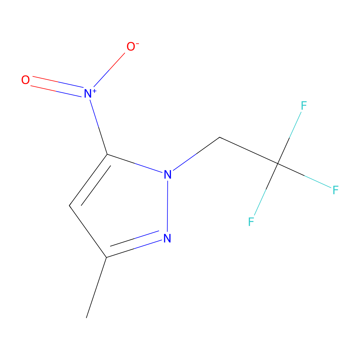 3-methyl-5-nitro-1-(2,2,2-trifluoroethyl)-1H-pyrazole molecular structure, CAS 1171837-18-5