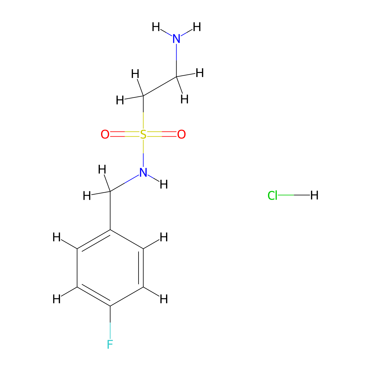 2-amino-N-[(4-fluorophenyl)methyl]ethane-1-sulfonamide hydrochloride molecular structure, CAS 1171837-75-4