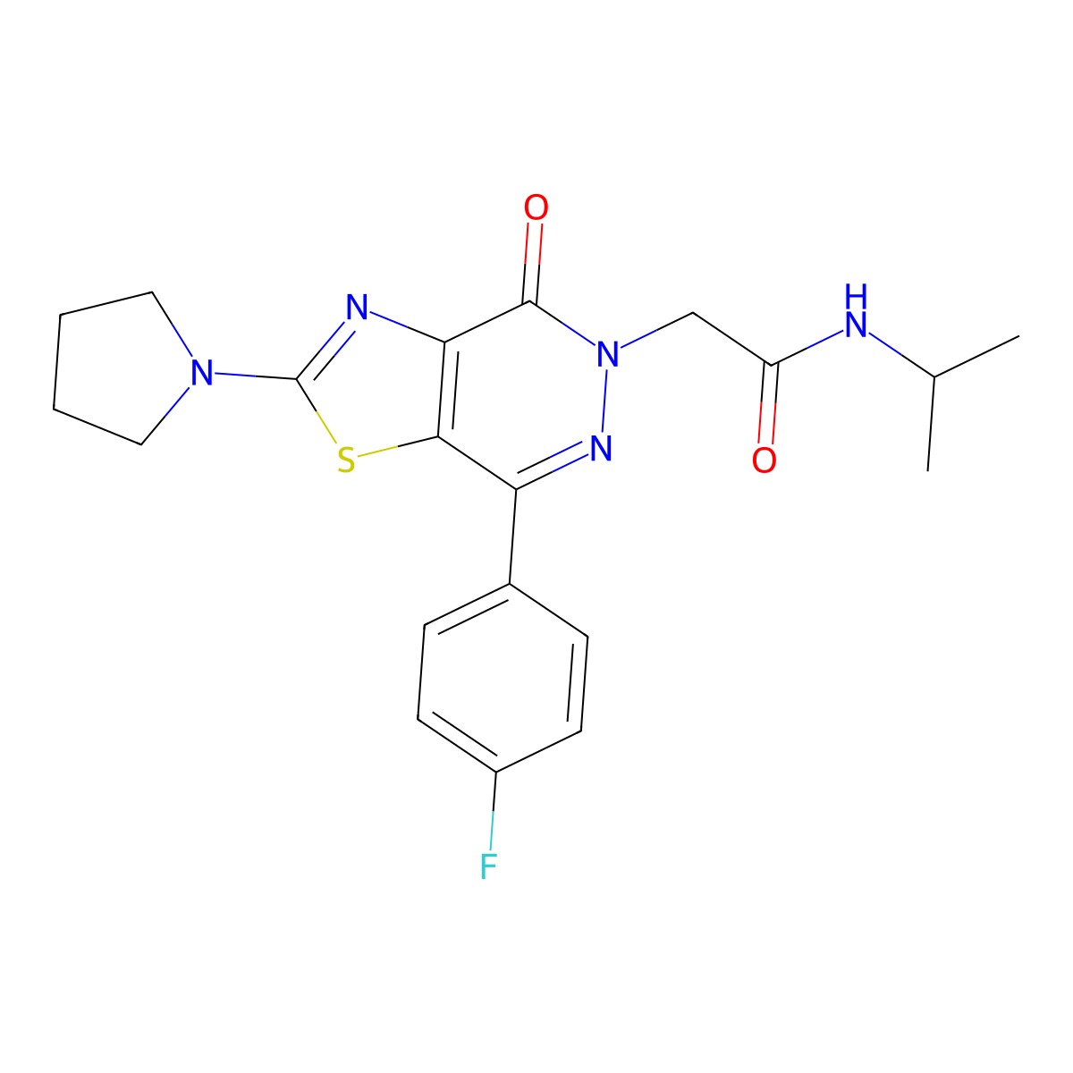 2-(7-(4-fluorophenyl)-4-oxo-2-(pyrrolidin-1-yl)thiazolo[4,5-d]pyridazin-5(4H)-yl)-N-isopropylacetamide molecular structure, CAS 1171843-20-1
