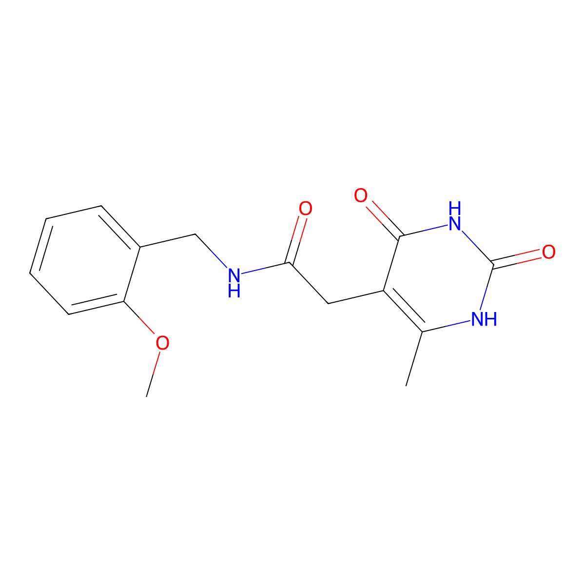 N-(2-methoxybenzyl)-2-(6-methyl-2,4-dioxo-1,2,3,4-tetrahydropyrimidin-5-yl)acetamide molecular structure, CAS 1171843-69-8