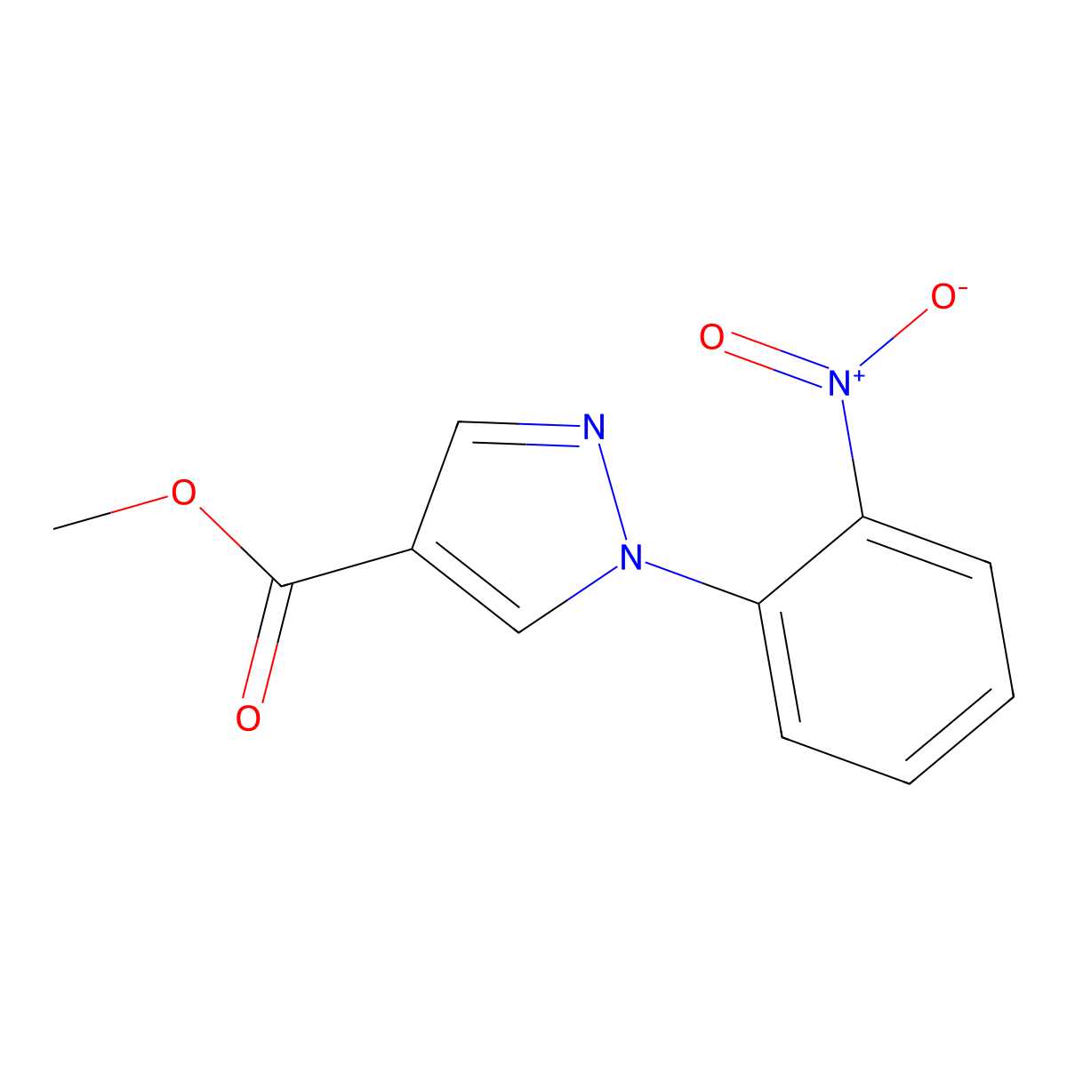 methyl 1-(2-nitrophenyl)-1H-pyrazole-4-carboxylate molecular structure, CAS 1171844-32-8