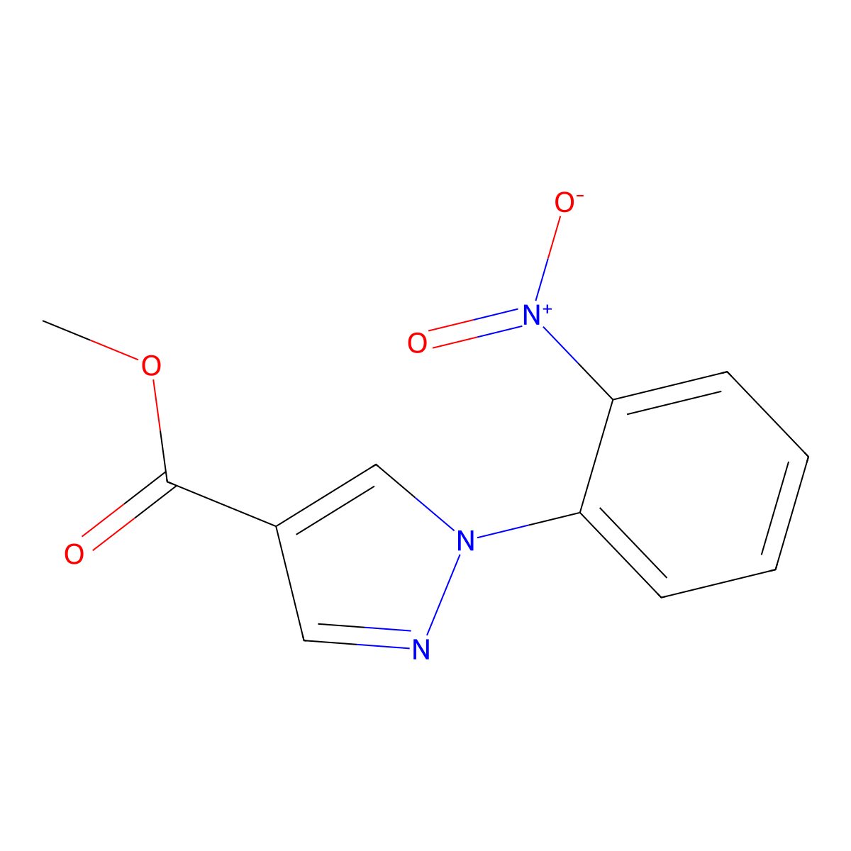methyl 1-(2-nitrophenyl)-1H-pyrazole-4-carboxylate molecular structure, CAS 1171844-32-8