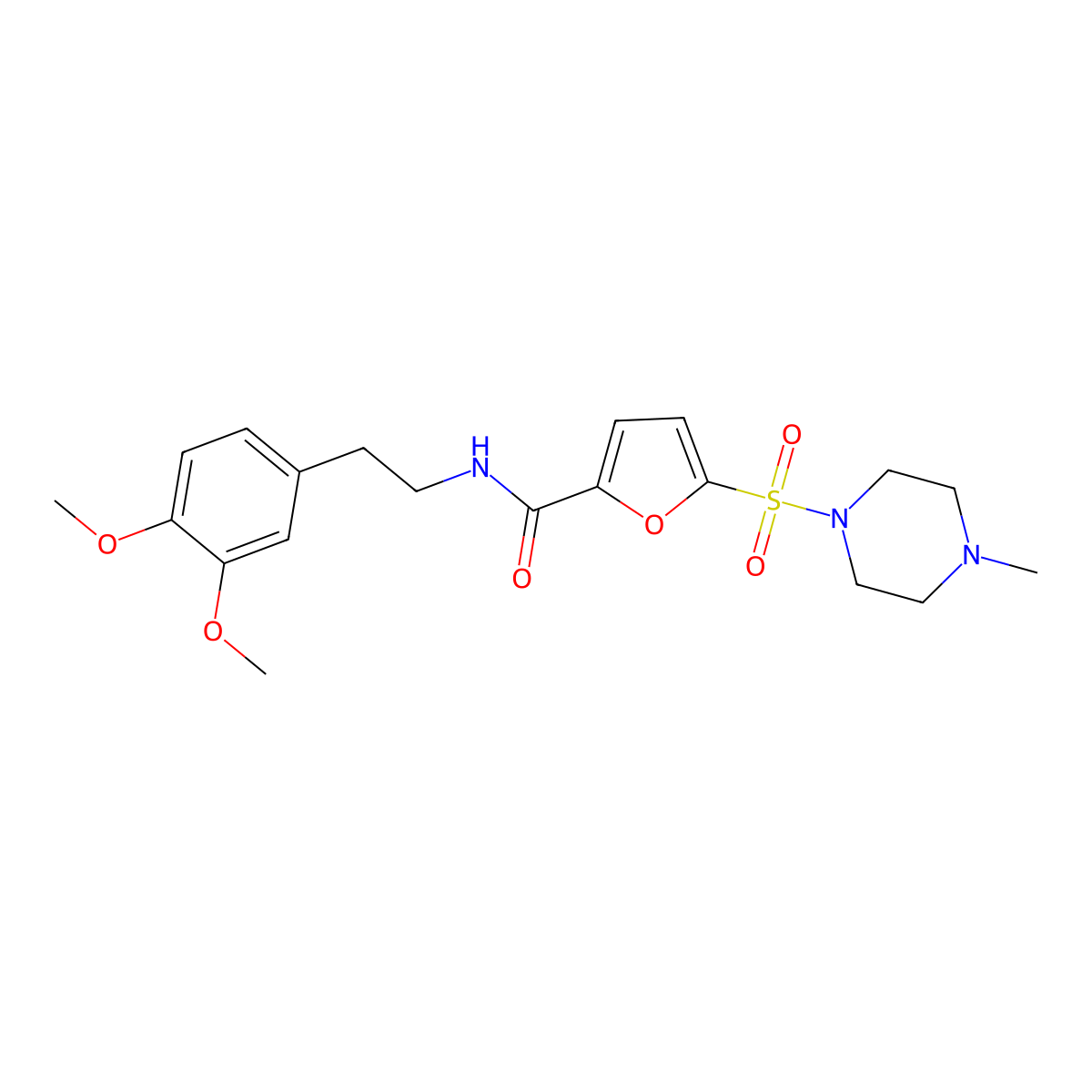 N-[2-(3,4-dimethoxyphenyl)ethyl]-5-[(4-methylpiperazin-1-yl)sulfonyl]furan-2-carboxamide molecular structure, CAS 1171845-67-2