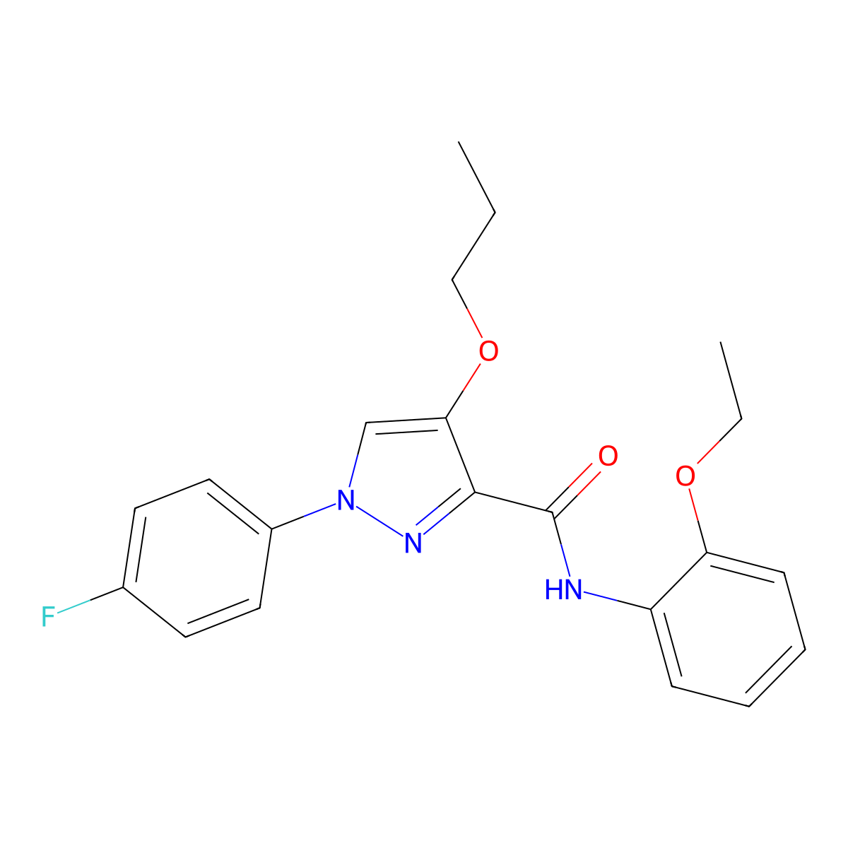 N-(2-ethoxyphenyl)-1-(4-fluorophenyl)-4-propoxy-1H-pyrazole-3-carboxamide molecular structure, CAS 1171846-28-8